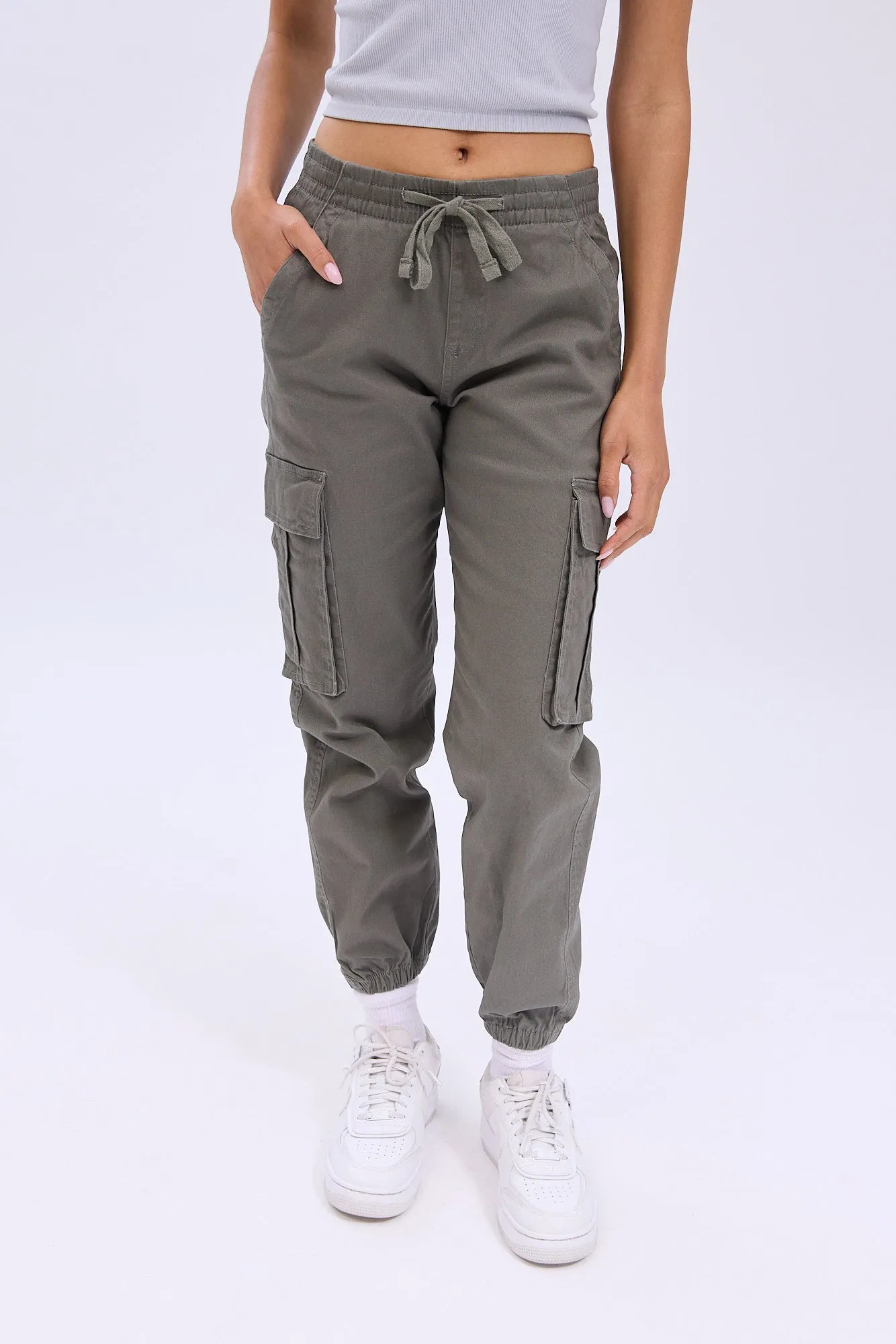 High Rise Twill Cargo Jogger