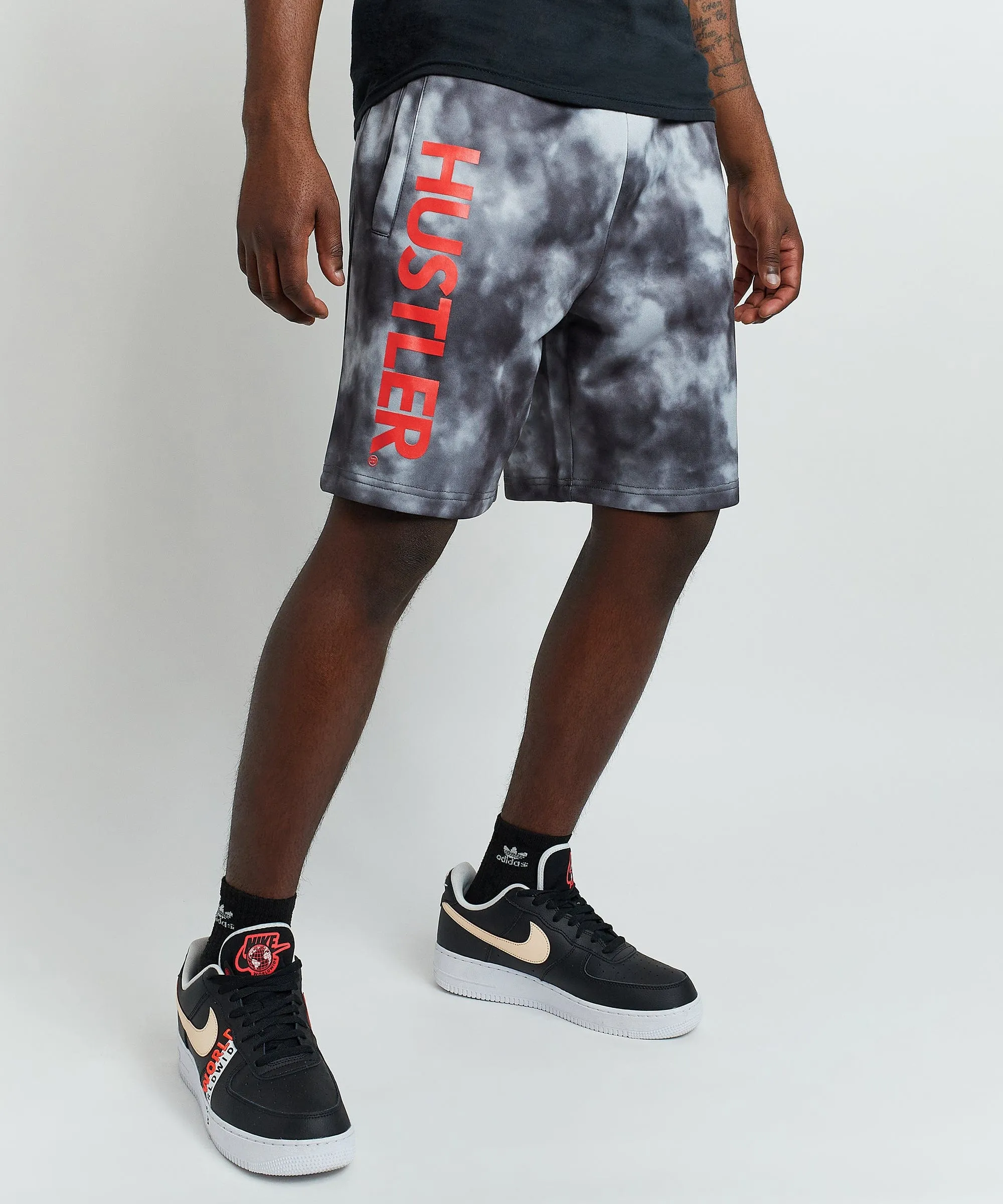 Hustler Haze Tie Dye Grey Shorts