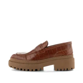 Iona loafer læder  - CHESTNUT CROC