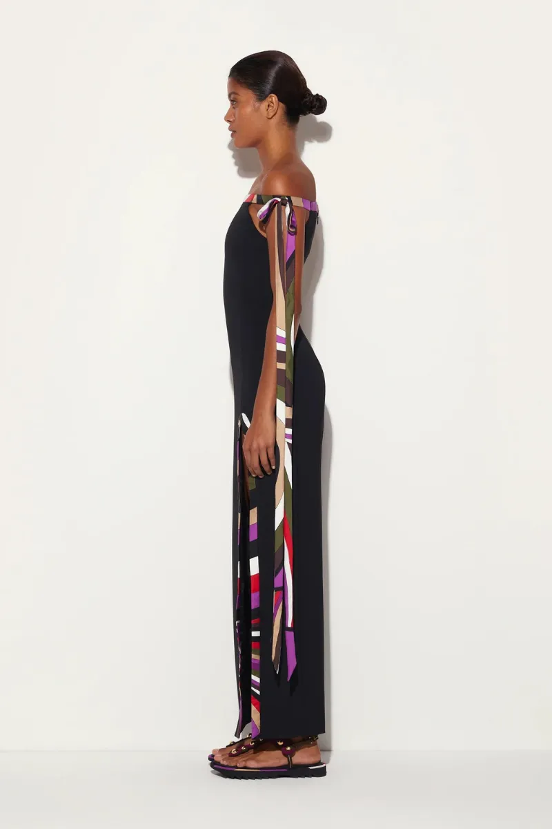 Iride-Print Long Dress