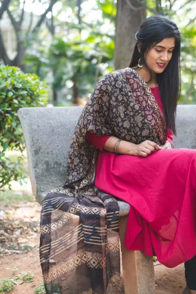 Kaisori Bagru print - Silk dupatta