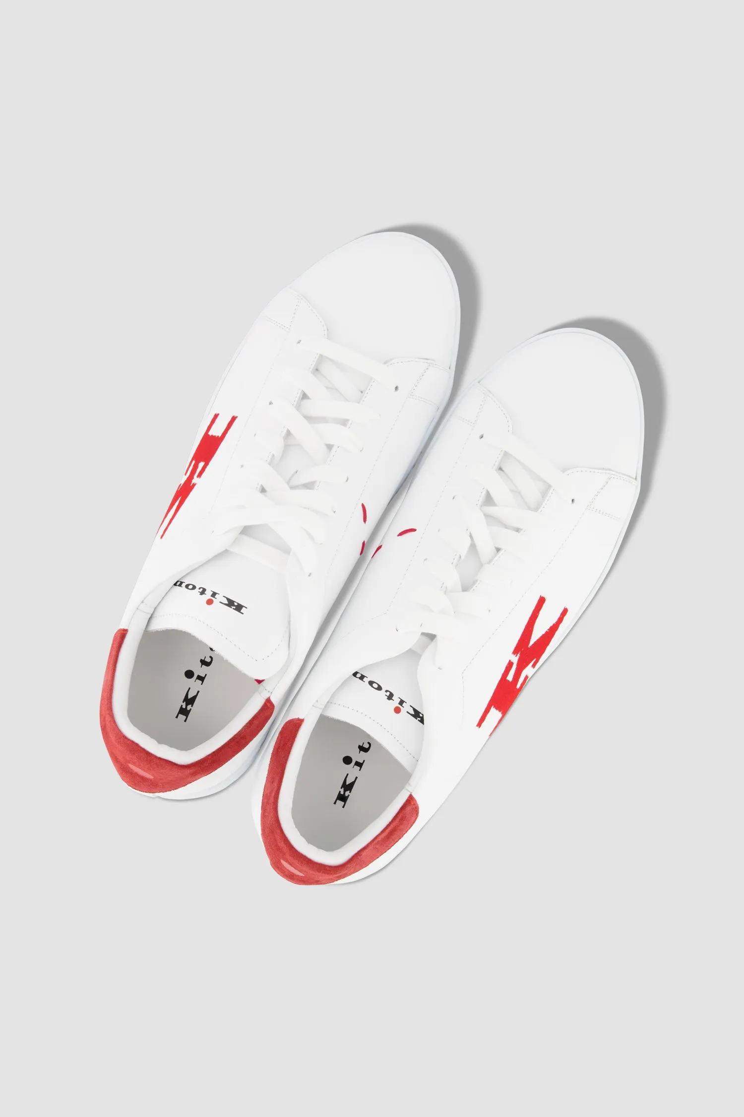 Kiton White/Red Calfskin Sneakers