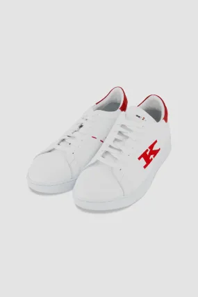 Kiton White/Red Calfskin Sneakers