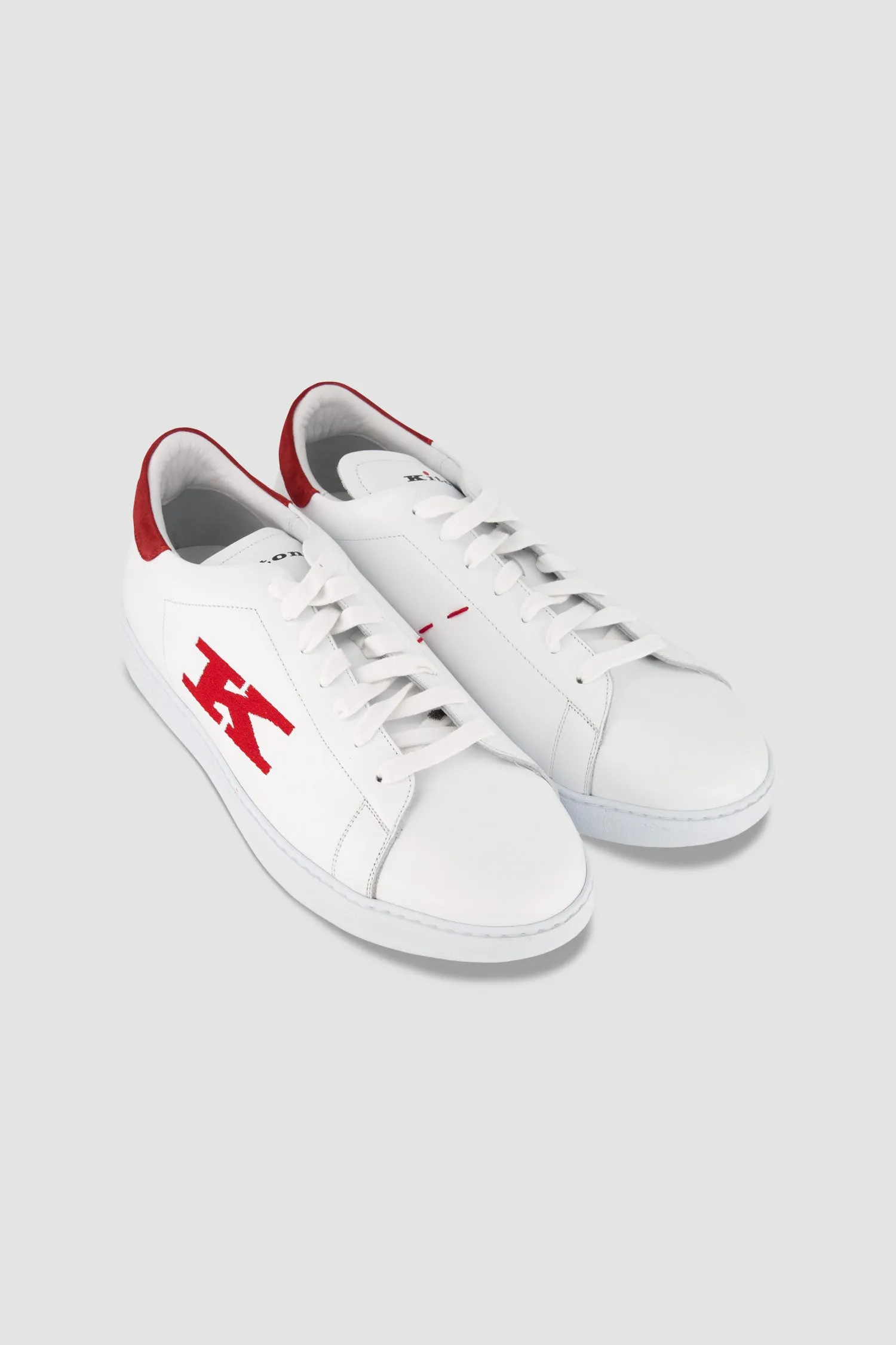 Kiton White/Red Calfskin Sneakers