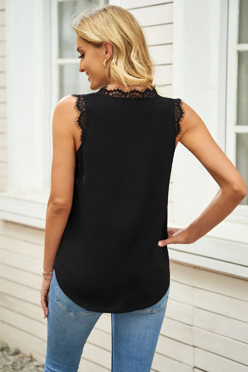 Lace Trim V-Neck Tank