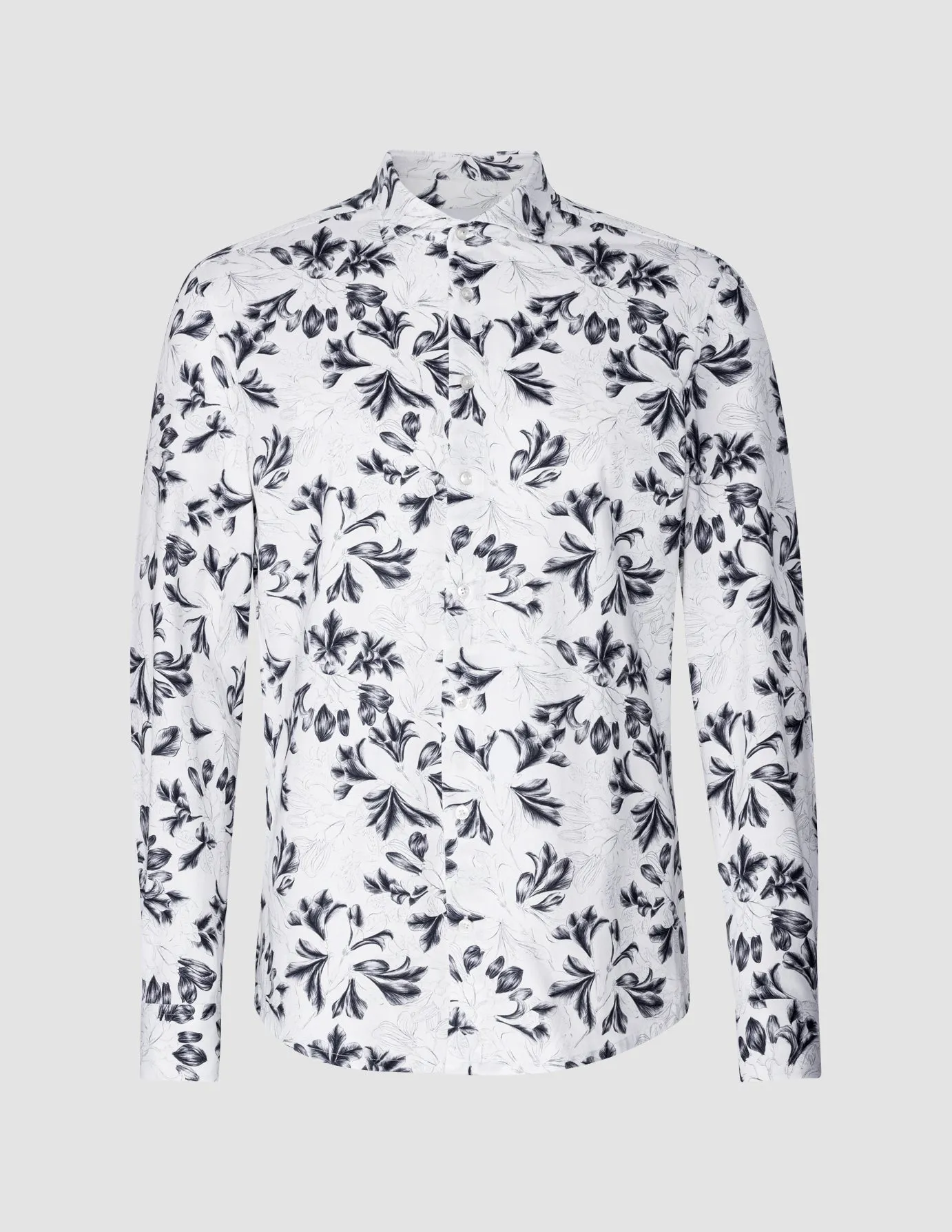 Lightweight Classic Shirt Navy Flower Slim