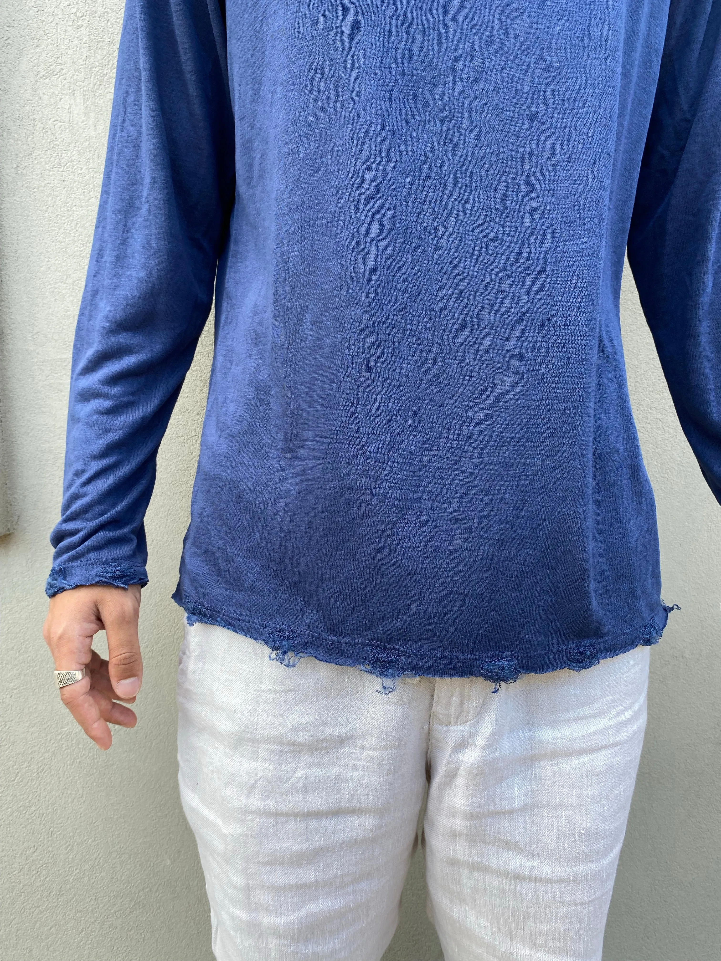 LINEN LONG SLEEVE SHIRT - BLUE