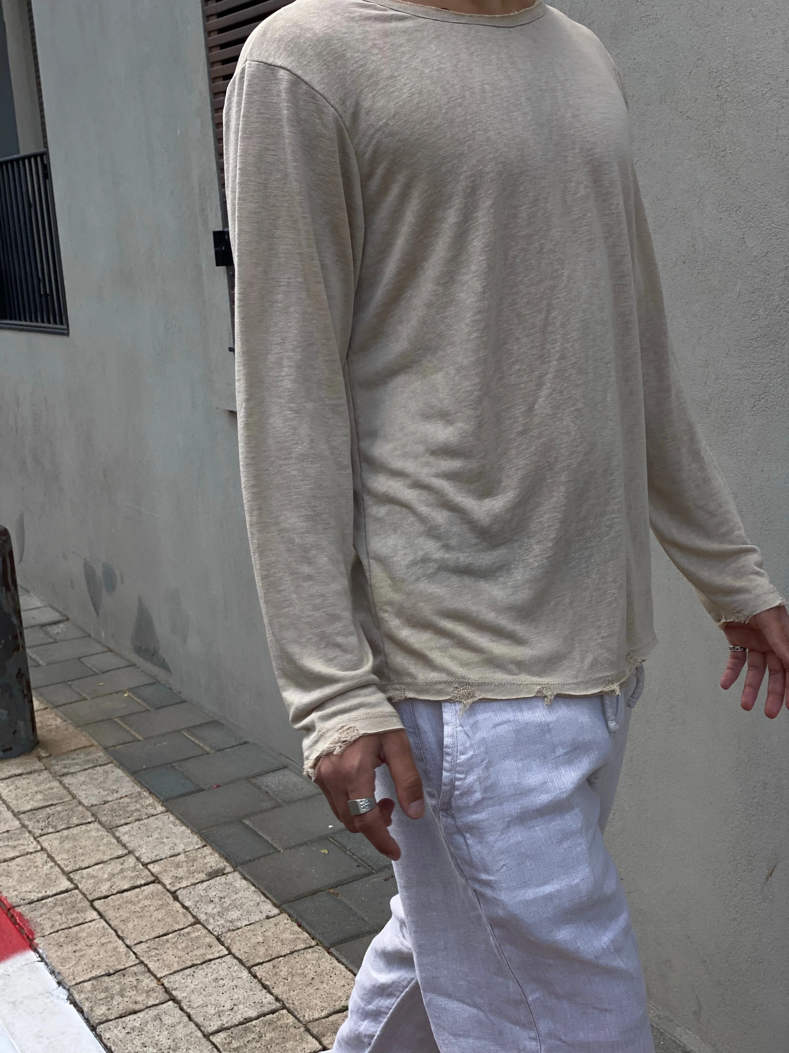 LINEN LONG SLEEVE T-SHIRT