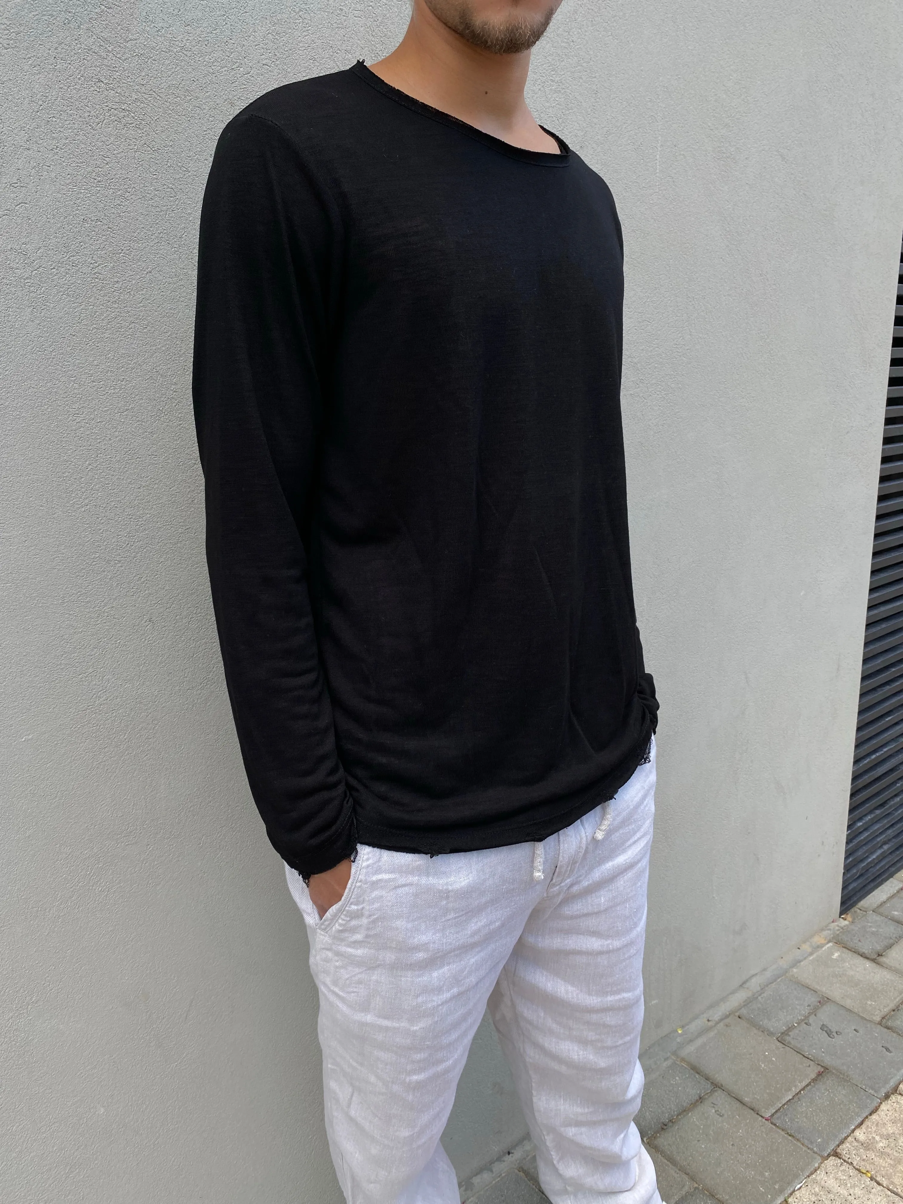 LINEN LONG SLEEVE T-SHIRT