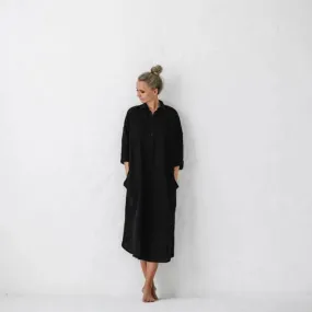 Linen shirt dress black by Seaside Tones