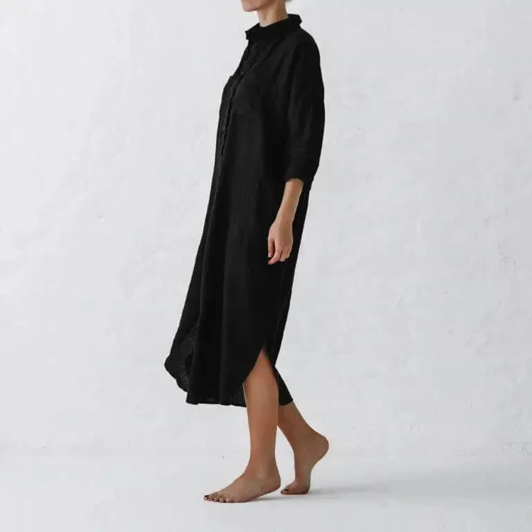 Linen shirt dress black by Seaside Tones