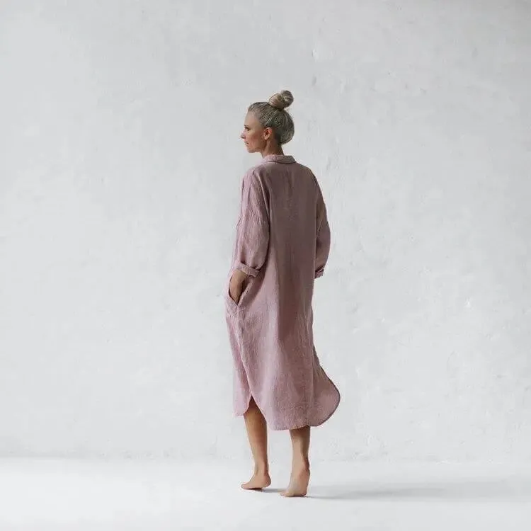 Linen shirt dress dusty pink by Seaside Tones