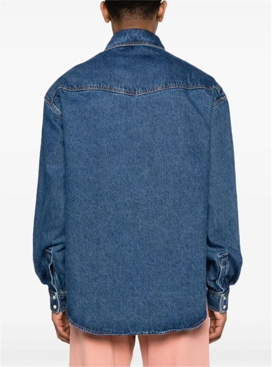 LOGO-EMBROIDERED DENIM SHIRT