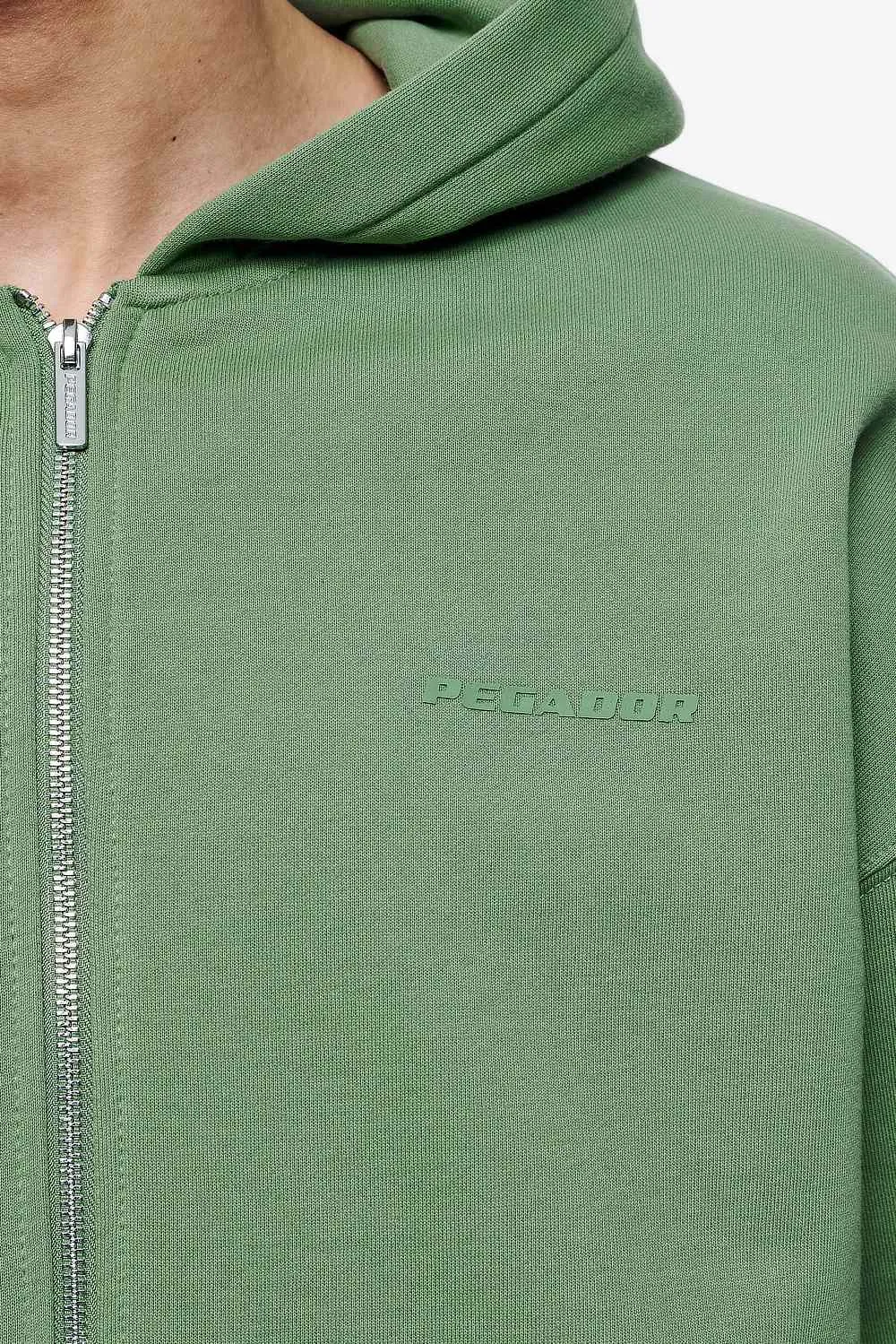 Logo Oversized Sweat Jacket Vintage Washed Cypress Green Gum