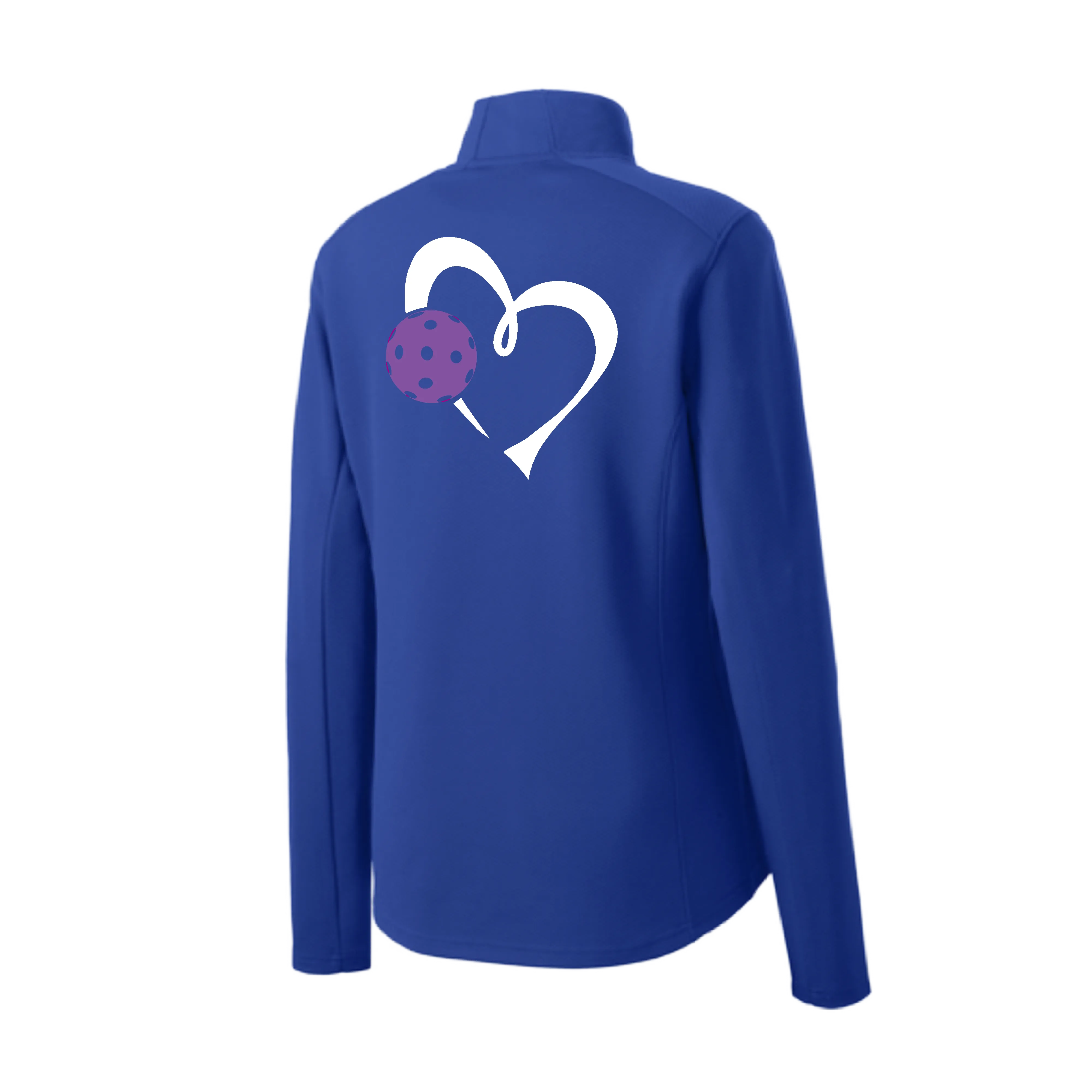 Love Pickleball Heart (Purple) | Women's 1/4 Zip Pullover Athletic Shirt | 100% Polyester