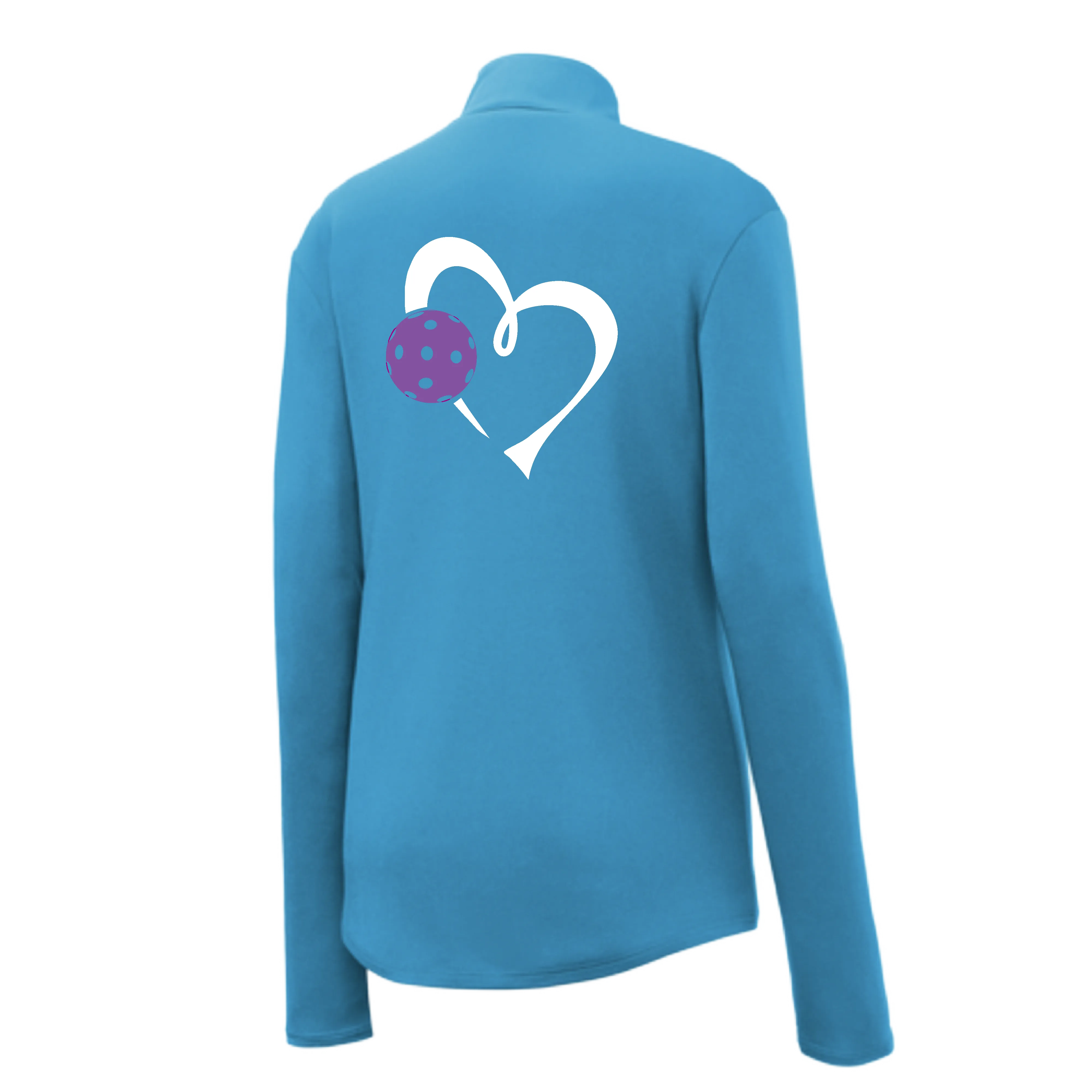 Love Pickleball Heart (Purple) | Women's 1/4 Zip Pullover Athletic Shirt | 100% Polyester