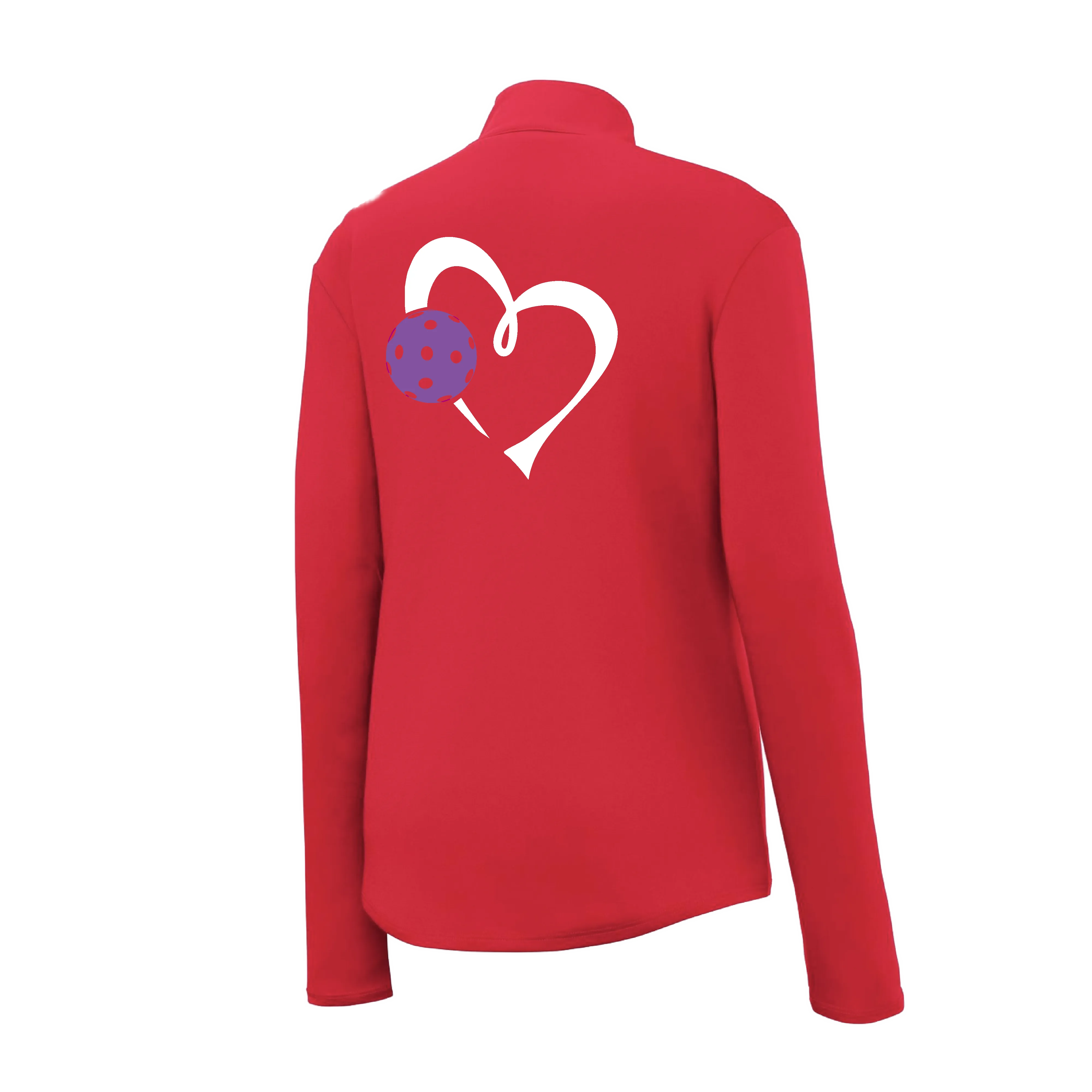 Love Pickleball Heart (Purple) | Women's 1/4 Zip Pullover Athletic Shirt | 100% Polyester