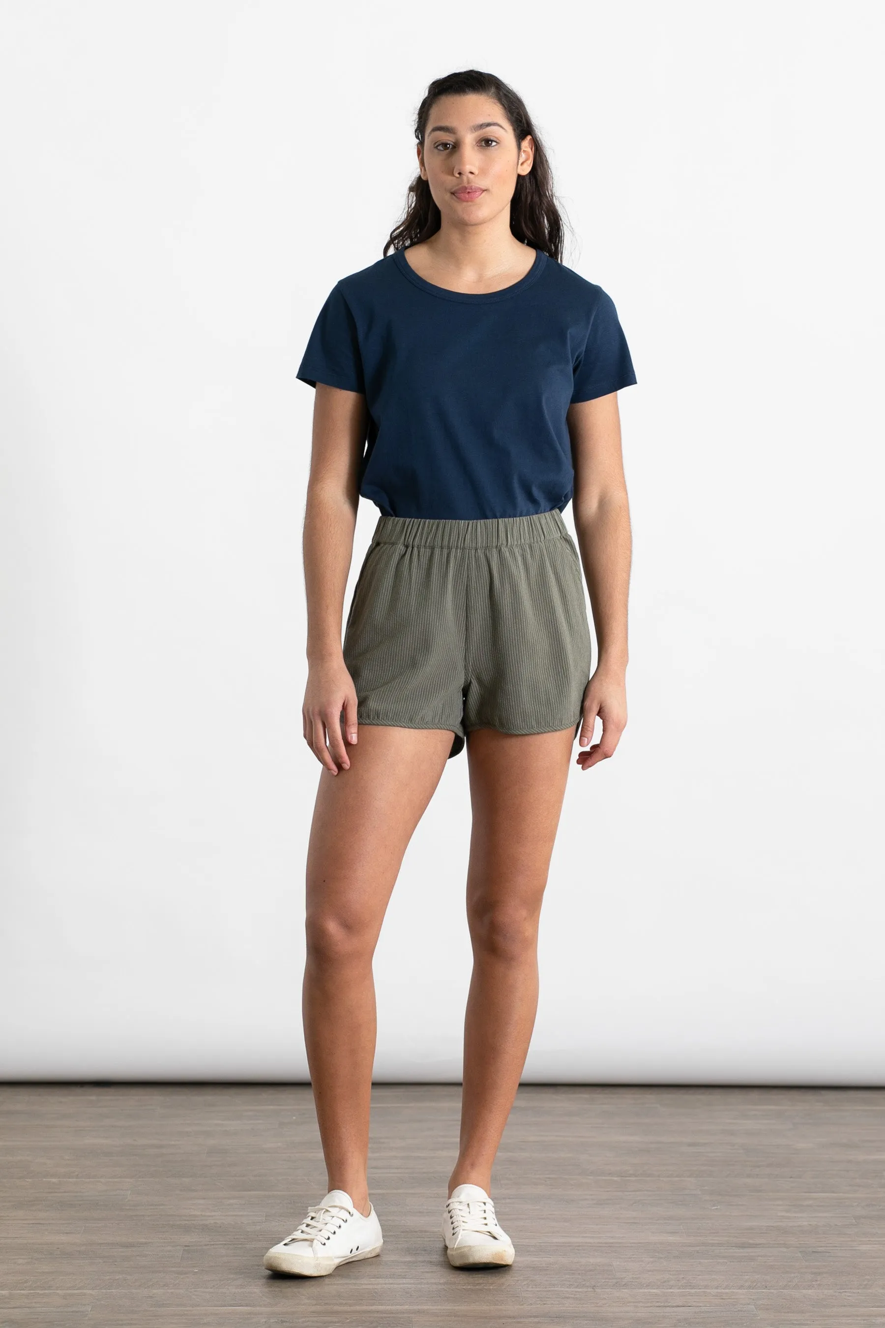 Luca Track Short / Olive Pinstripe