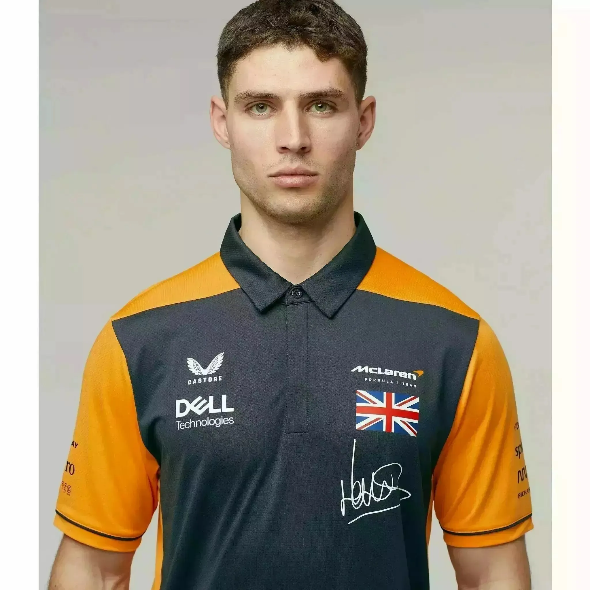 McLaren F1 Men's Lando Norris Team Drivers Polo Shirt - Papaya/Phantom