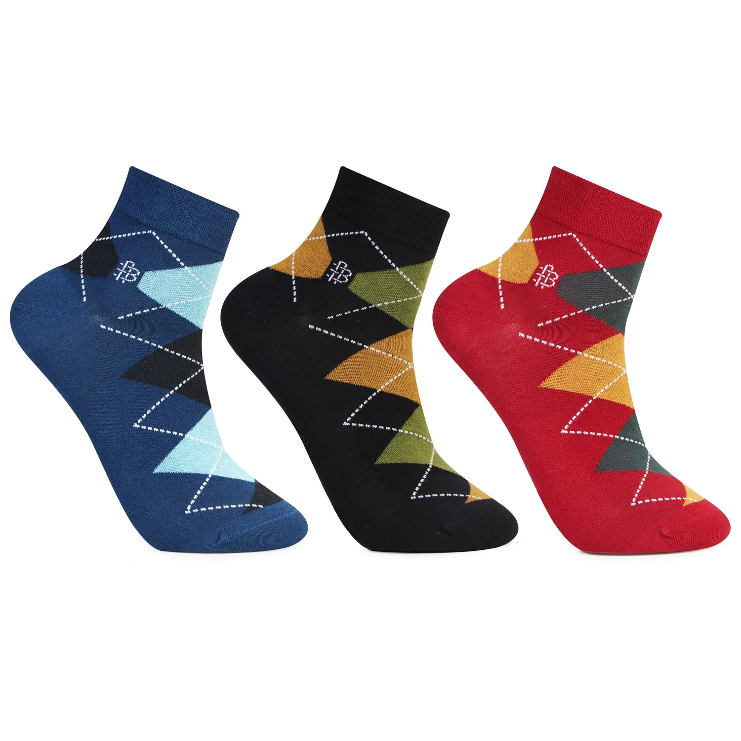 Men Cotton Scottish Collection Ankle Socks - Pack of 3