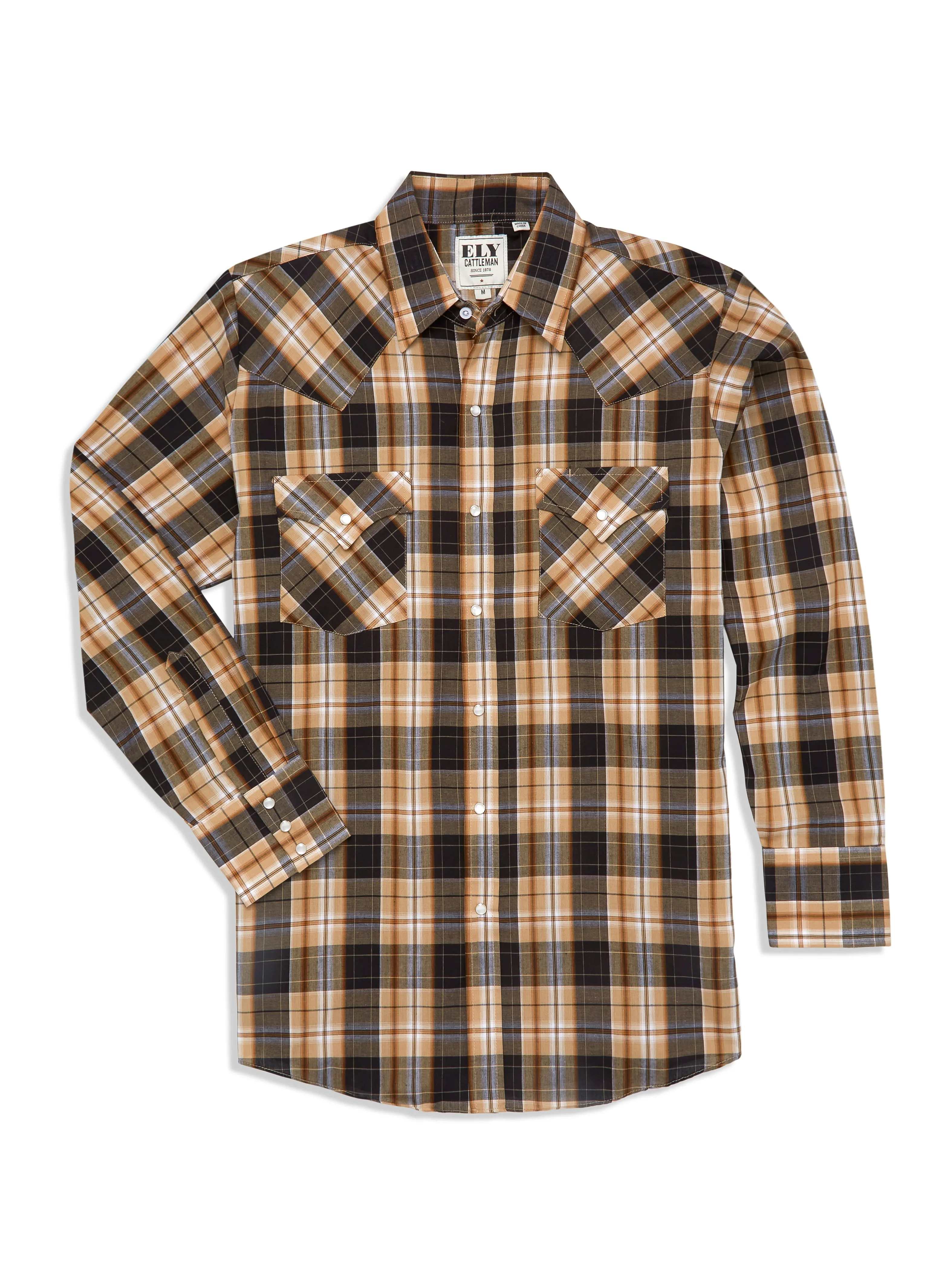 Men's Ely Cattleman Long Sleeve Plaid Western Snap Shirt