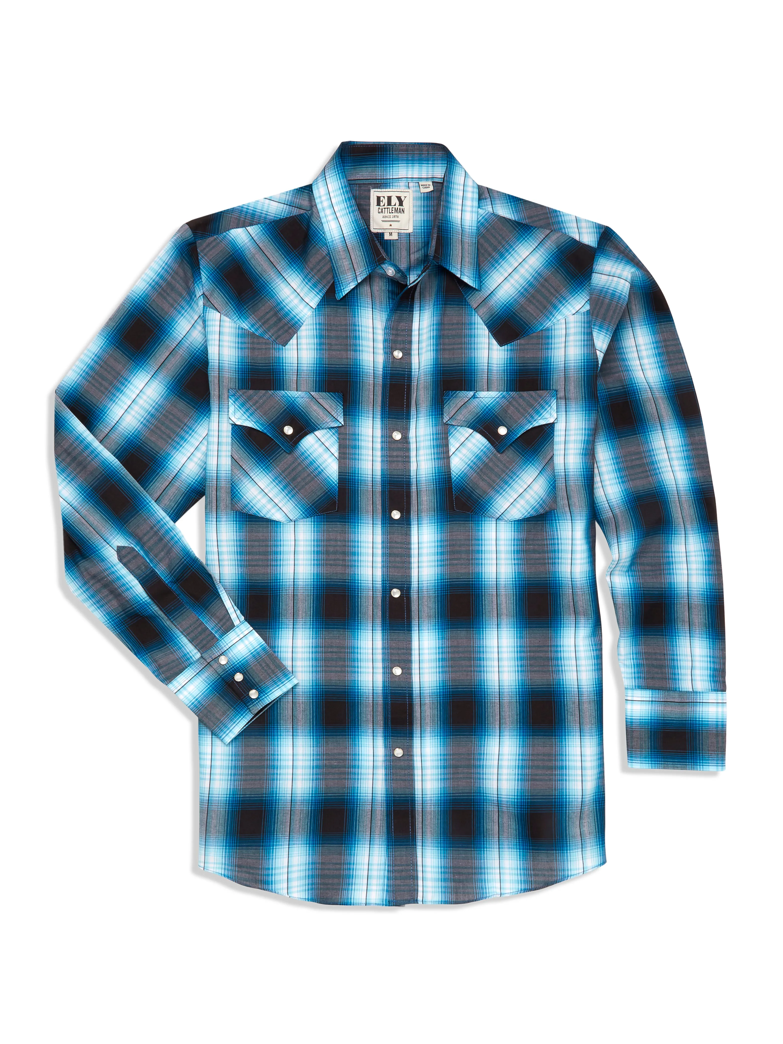 Men's Ely Cattleman Long Sleeve Plaid Western Snap Shirt