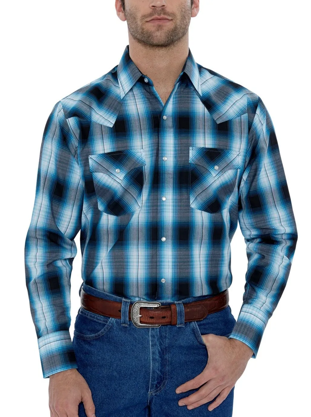 Men's Ely Cattleman Long Sleeve Plaid Western Snap Shirt