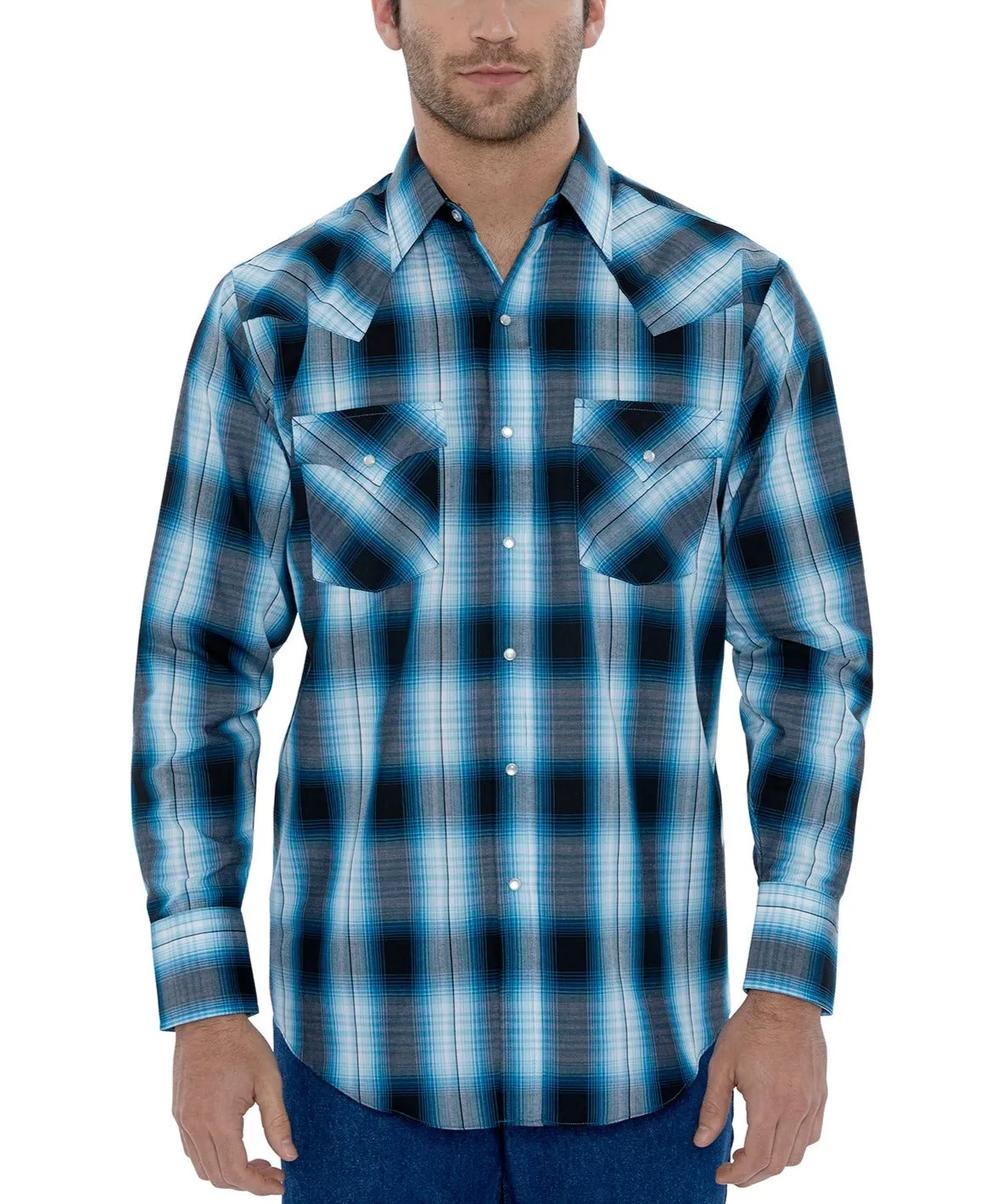 Men's Ely Cattleman Long Sleeve Plaid Western Snap Shirt