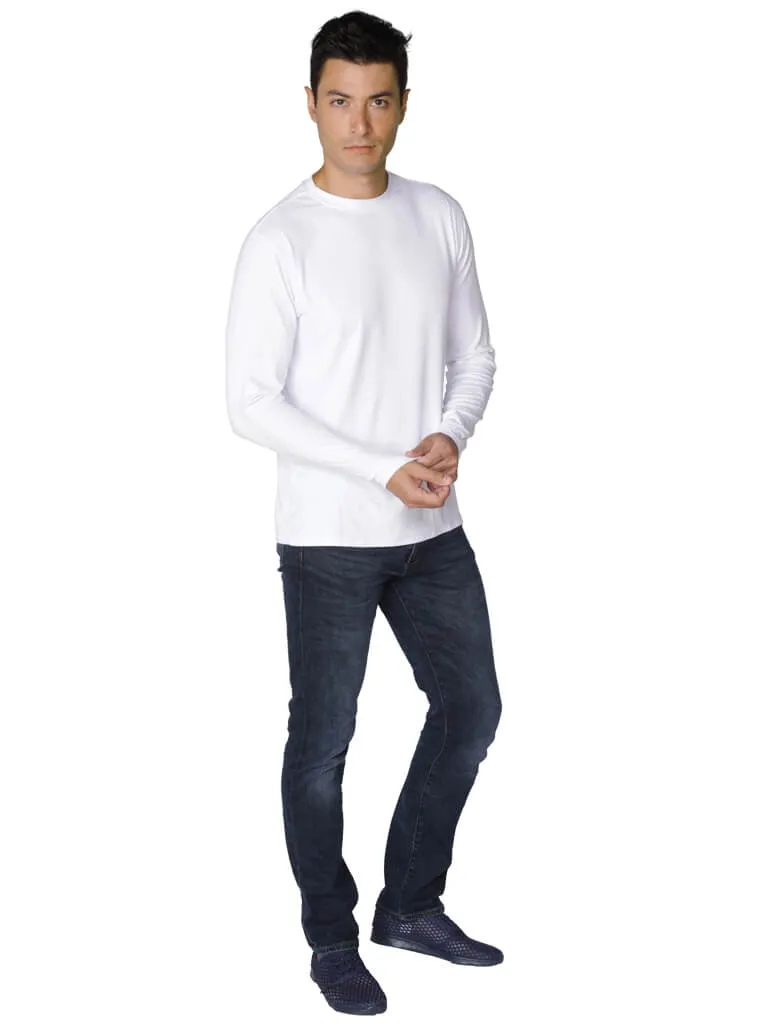 Men's Long Sleeve Loose Fit Navy Crew Neck Shirt