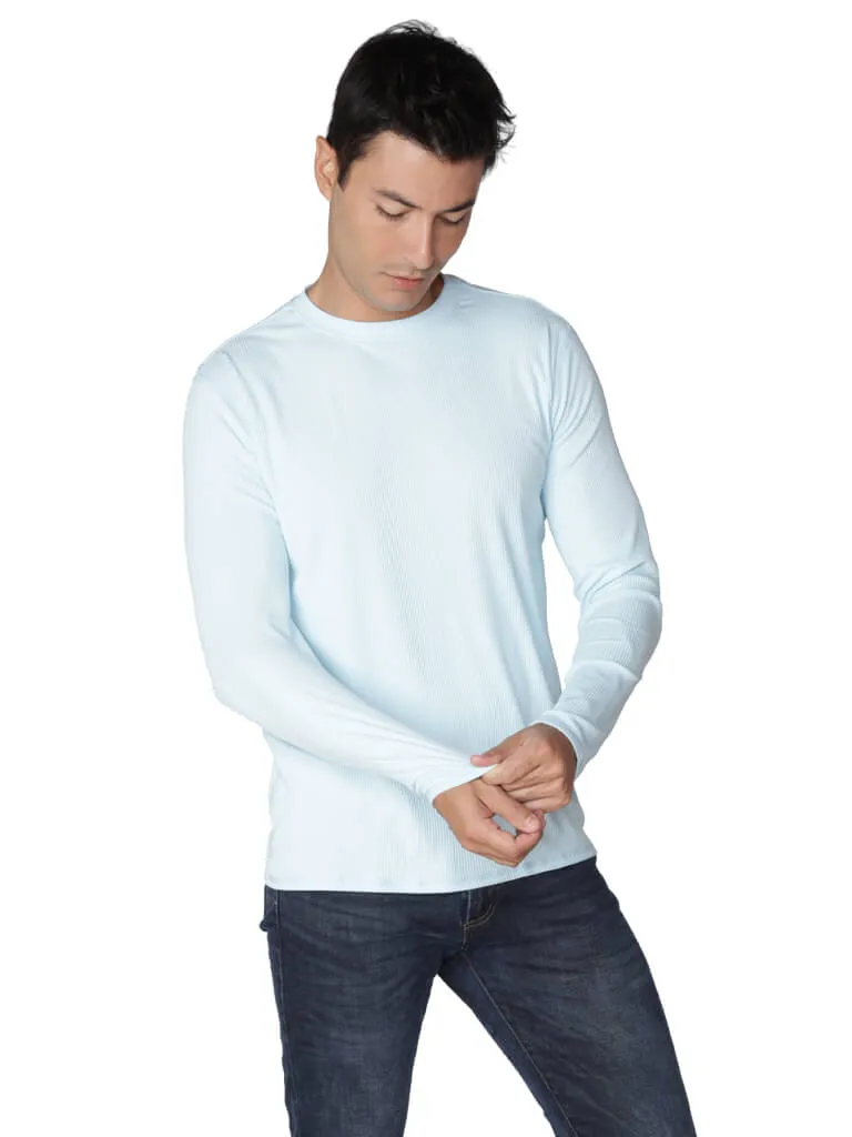 Men's Long Sleeve Loose Fit Navy Crew Neck Shirt