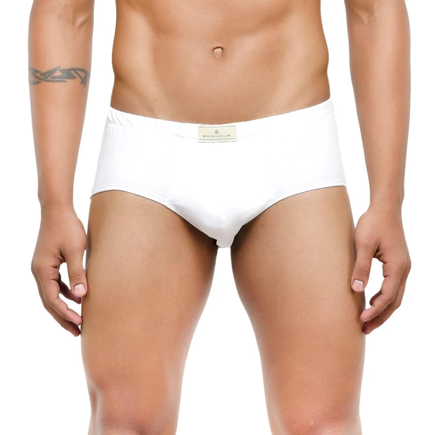 Men's Low-Rise Classic Cotton Briefs in White Combo - Pack Of 2