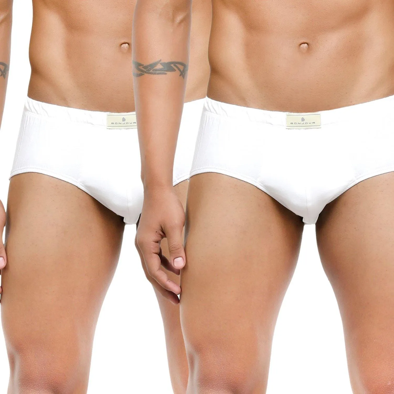 Men's Low-Rise Classic Cotton Briefs in White Combo - Pack Of 2