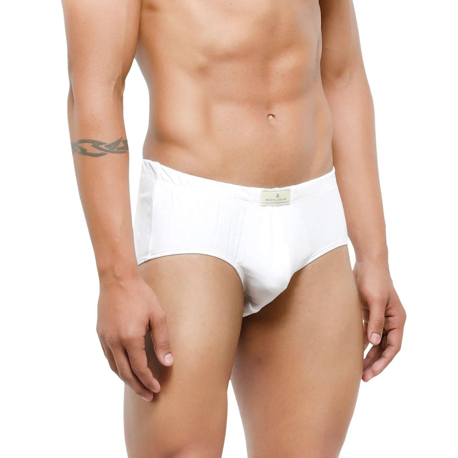 Men's Low-Rise Classic Cotton Briefs in White Combo - Pack Of 2