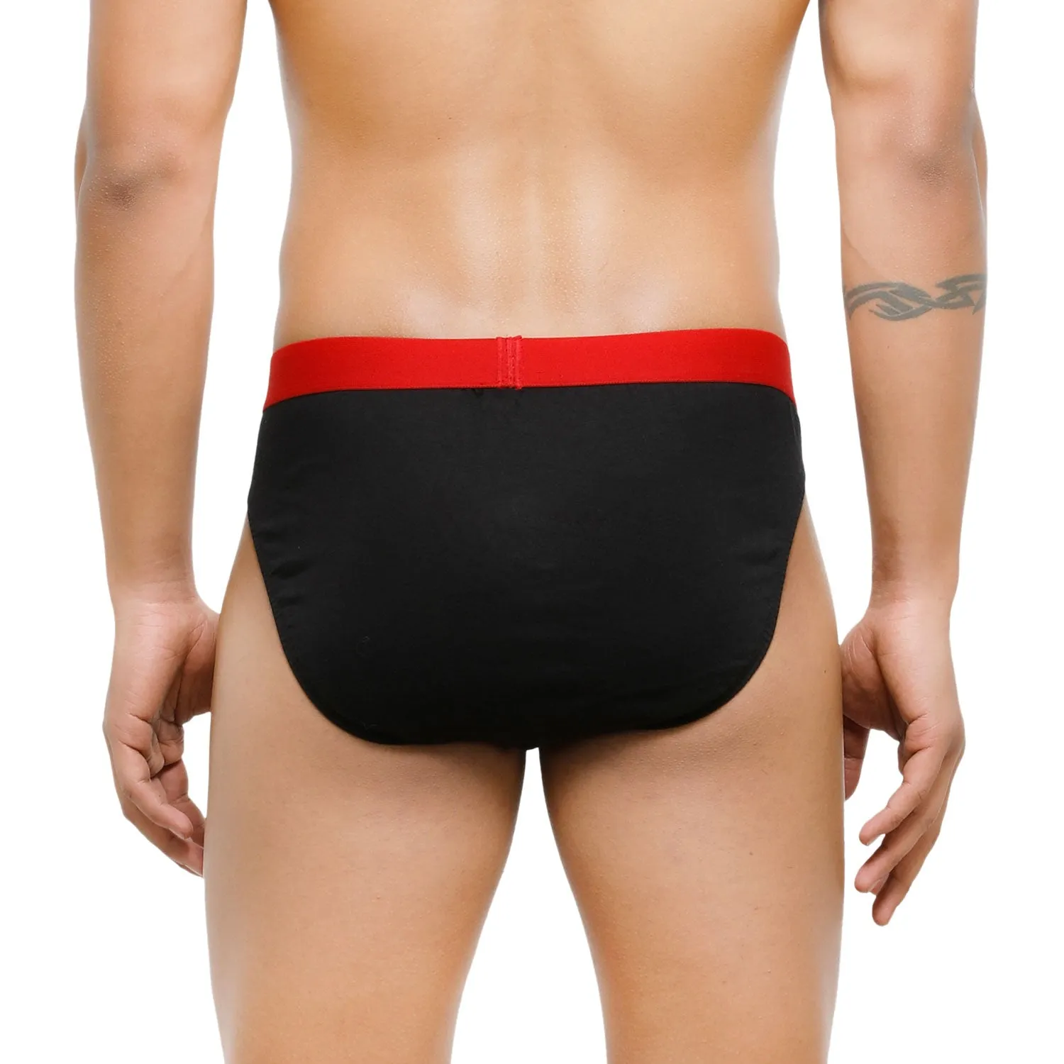 Men's Low-Rise Premia Cotton Briefs With Elasticated Band - Black