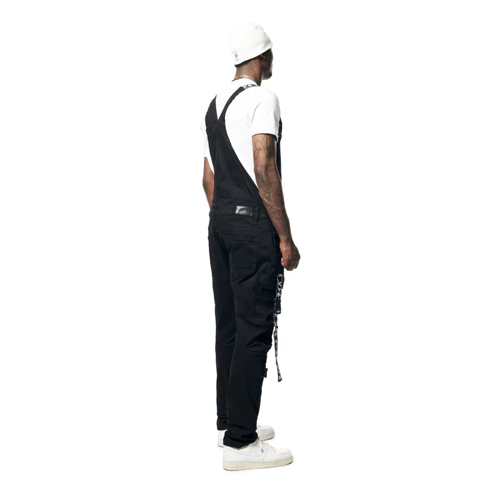 Mens Multi Cargo Fashion Twill Overalls - Black