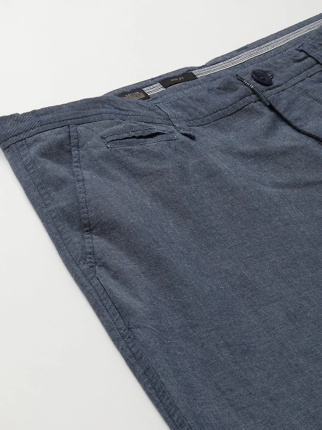 Men's Navy Cotton Slim Fit Pant