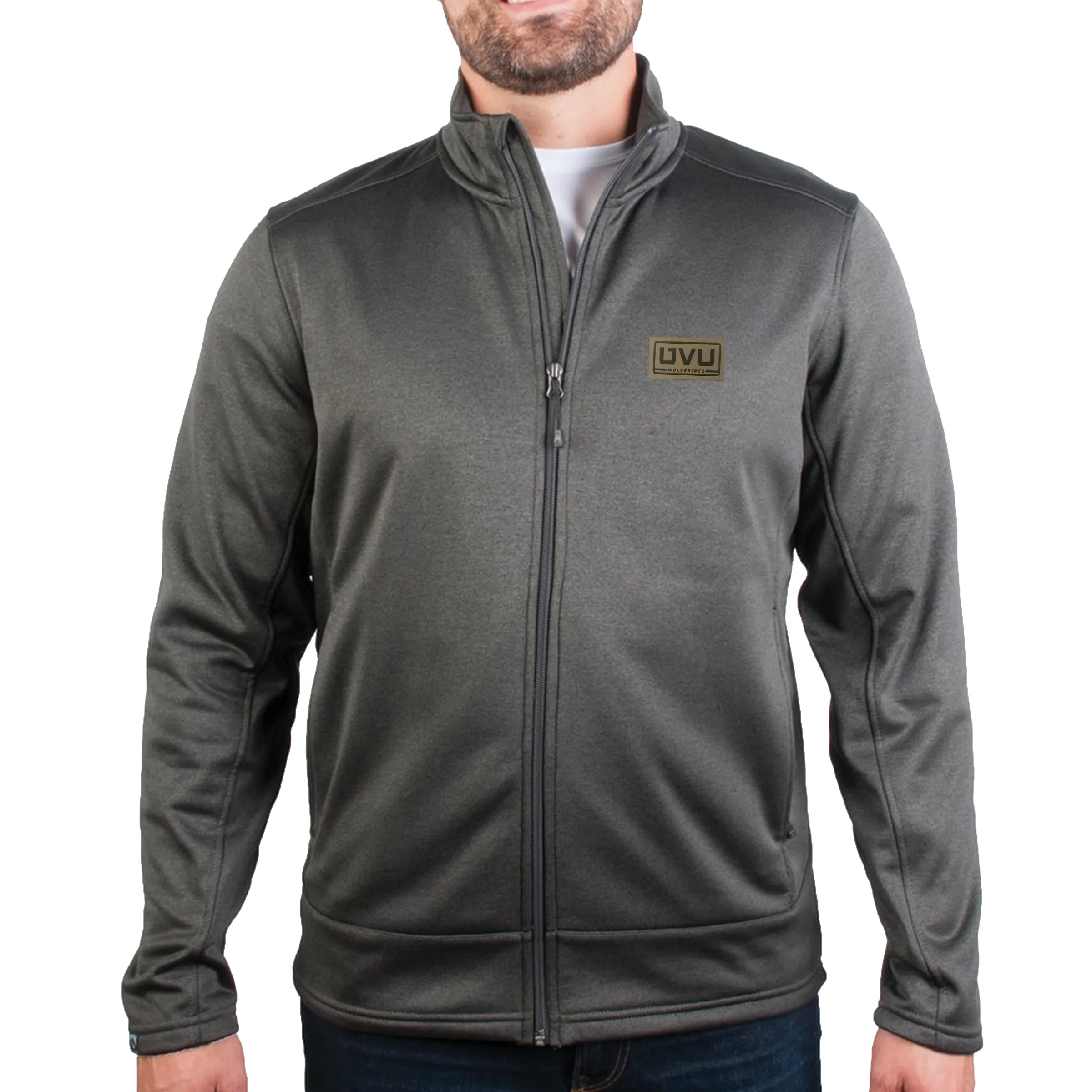 MEN’S STORM CREEK HEATHER PERFORMANCE FLEECE JACKET- Pleather Mono Patch