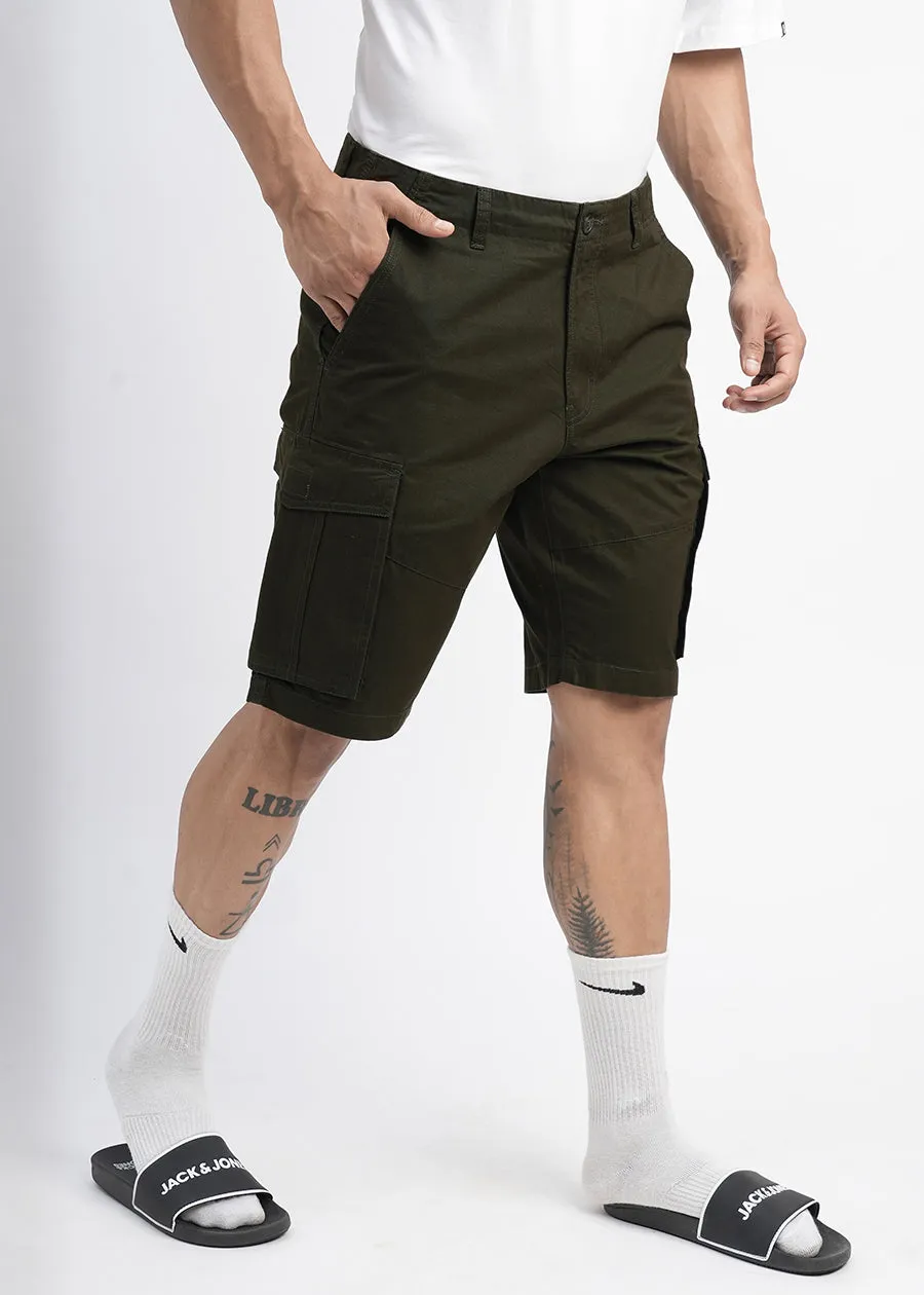 Mens Twill Shorts - Olive Green