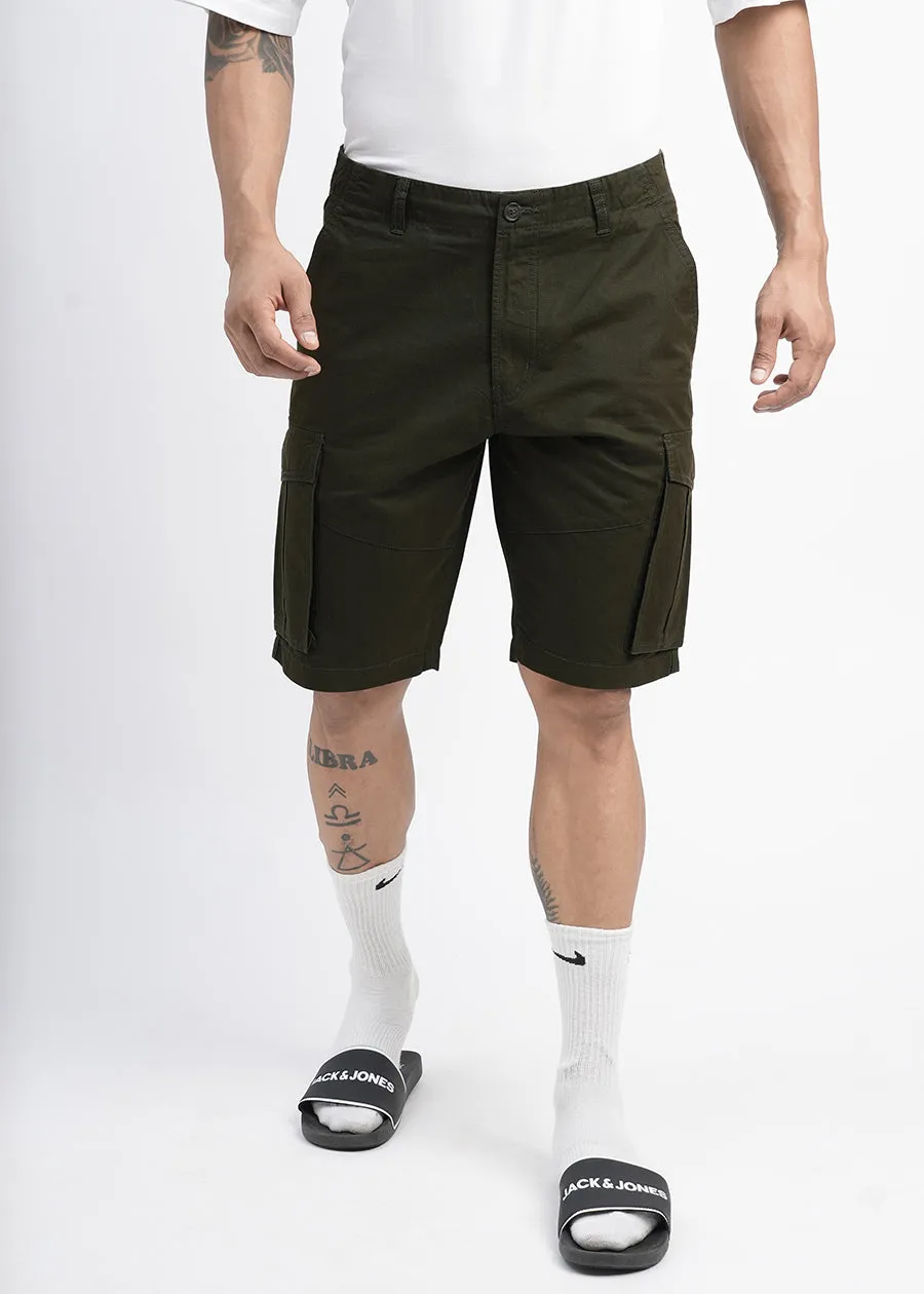 Mens Twill Shorts - Olive Green