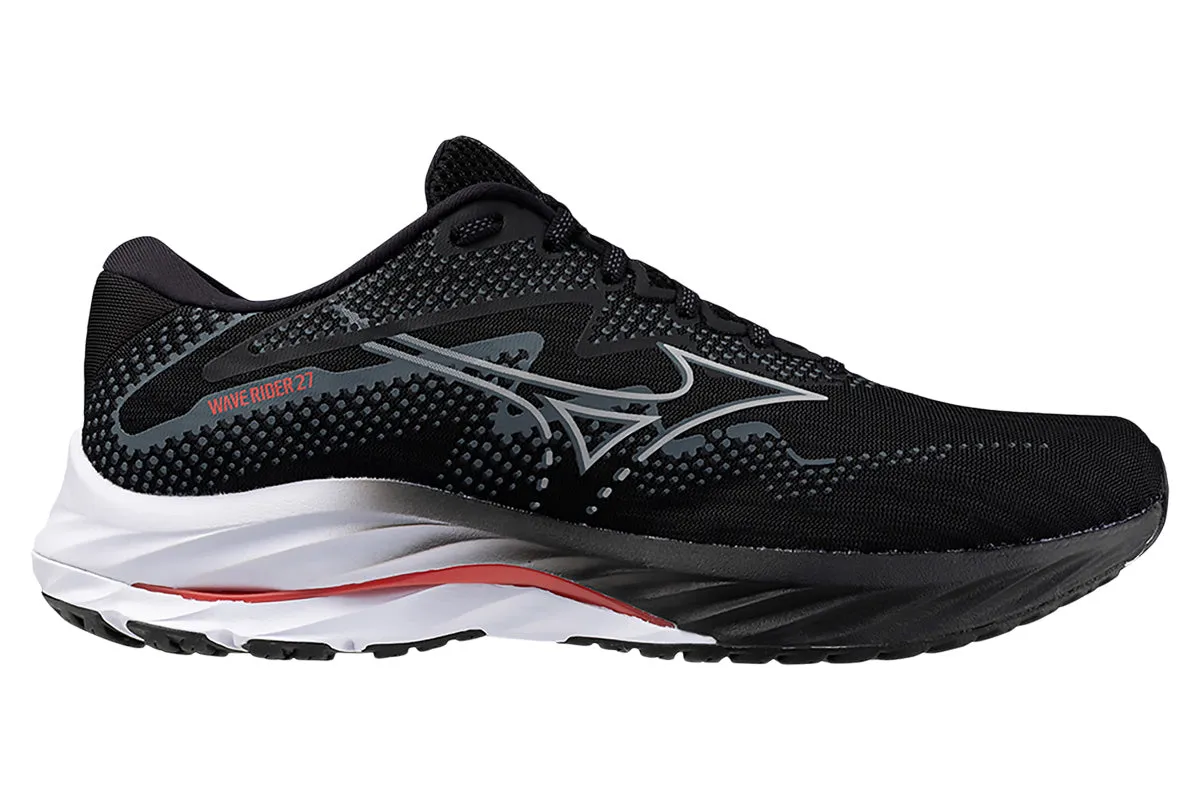 Mizuno Wave Rider 27 2E Black/Nickel/Cayenne Mens