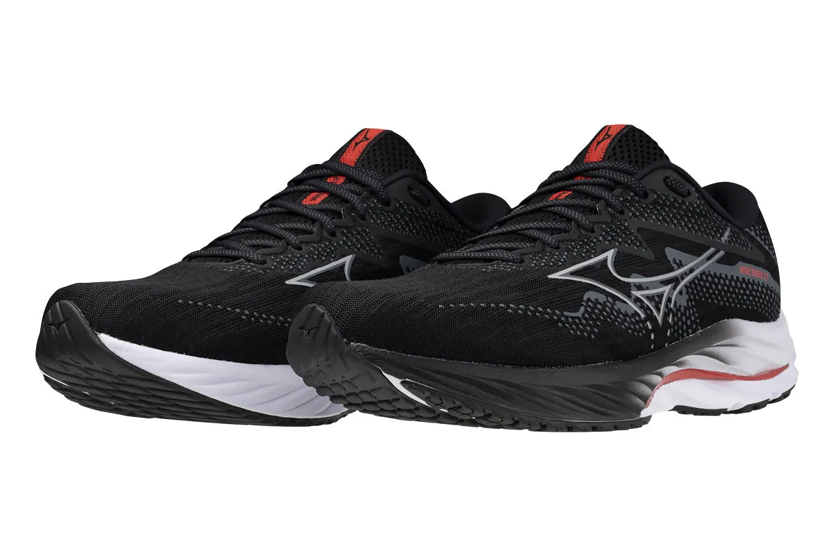 Mizuno Wave Rider 27 2E Black/Nickel/Cayenne Mens