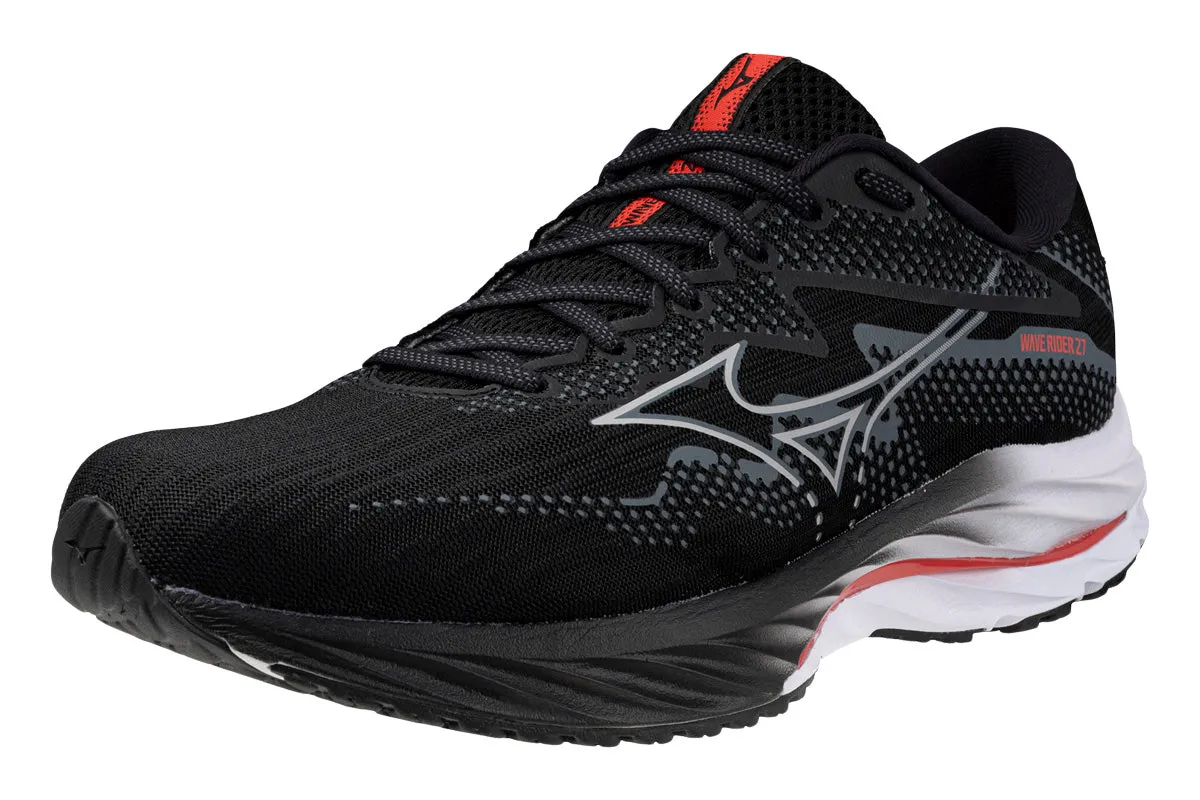 Mizuno Wave Rider 27 2E Black/Nickel/Cayenne Mens