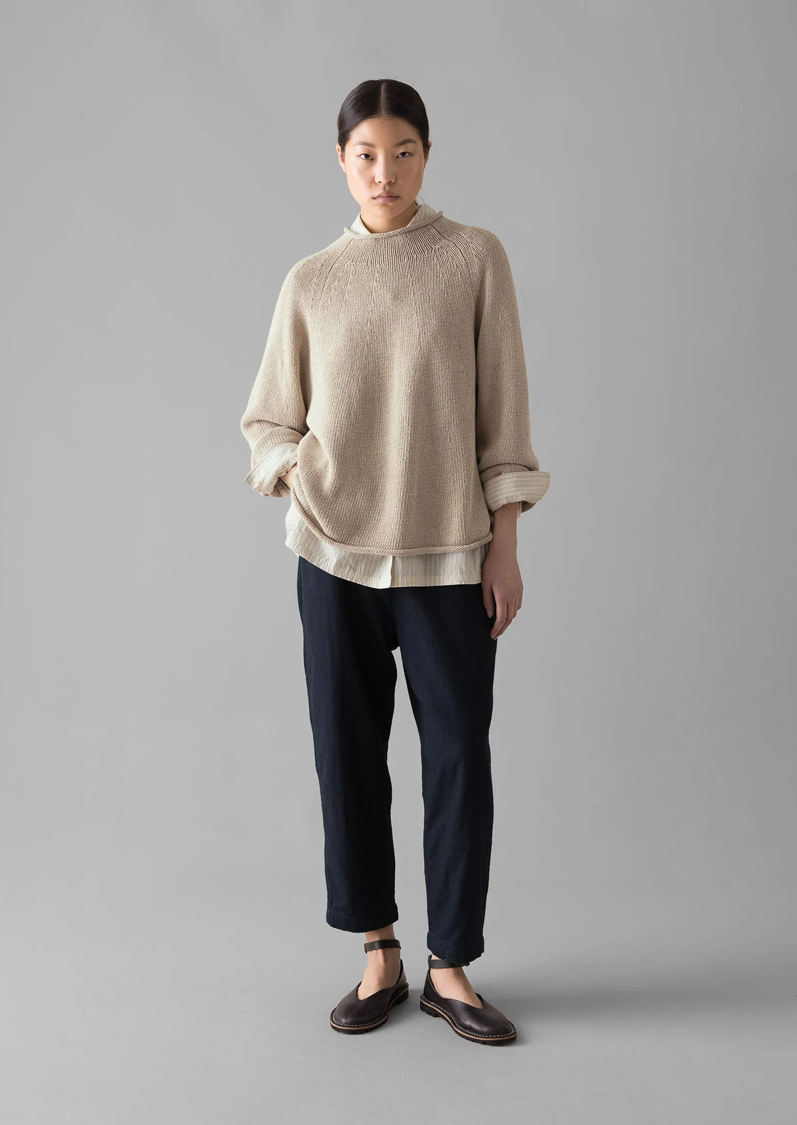 Organic Cotton Linen Easy Sweater | Parchment