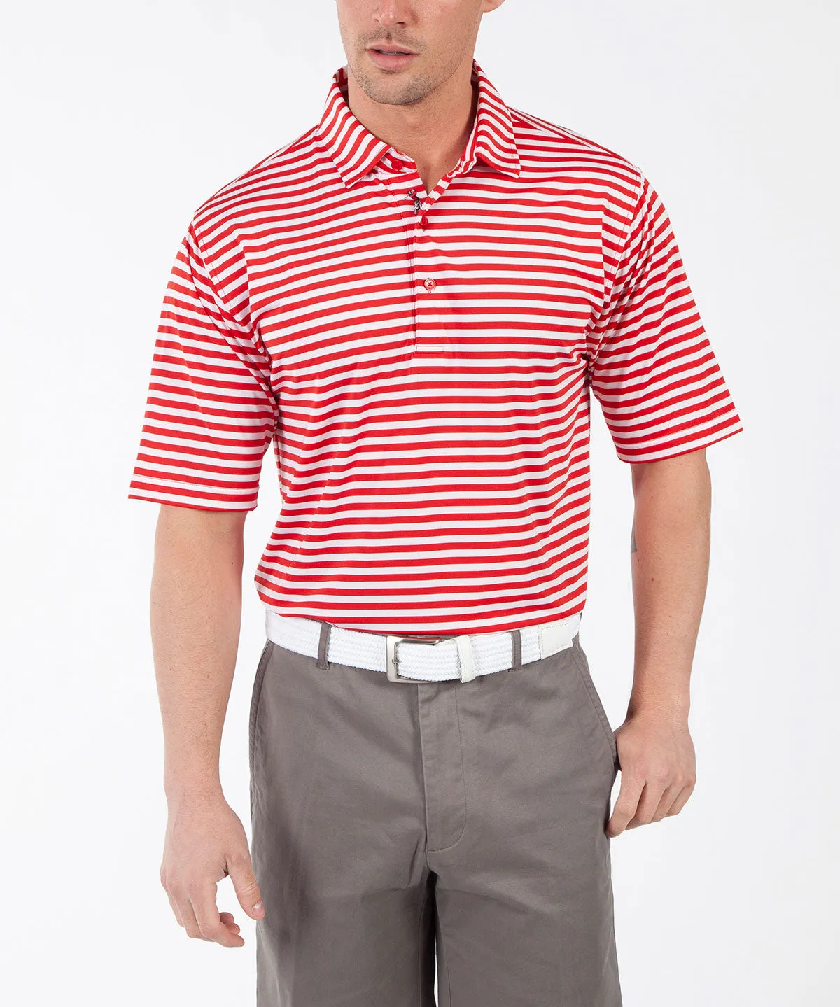 Performance Feed Stripe Short Sleeve Polo Shirt