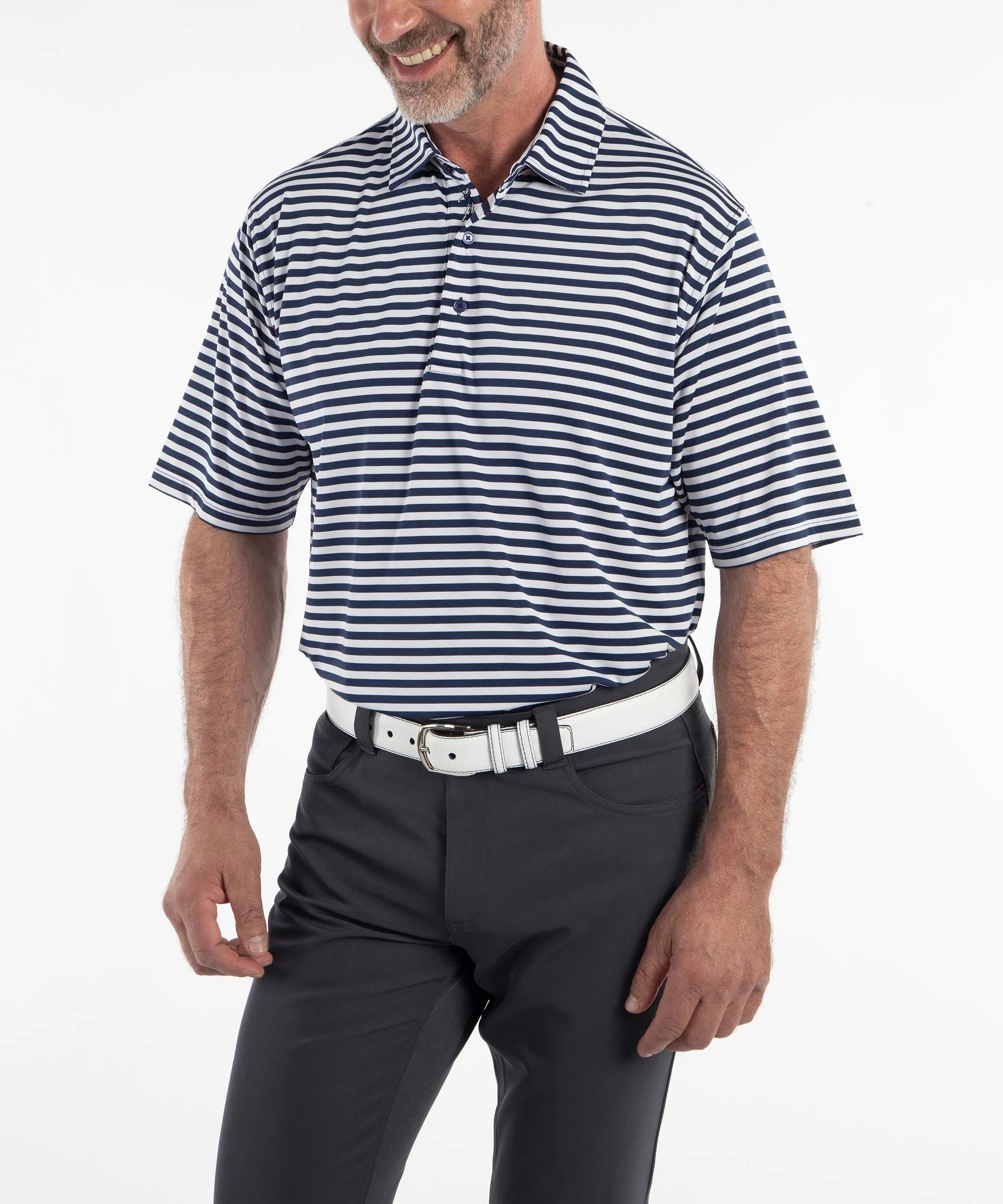 Performance Feed Stripe Short Sleeve Polo Shirt