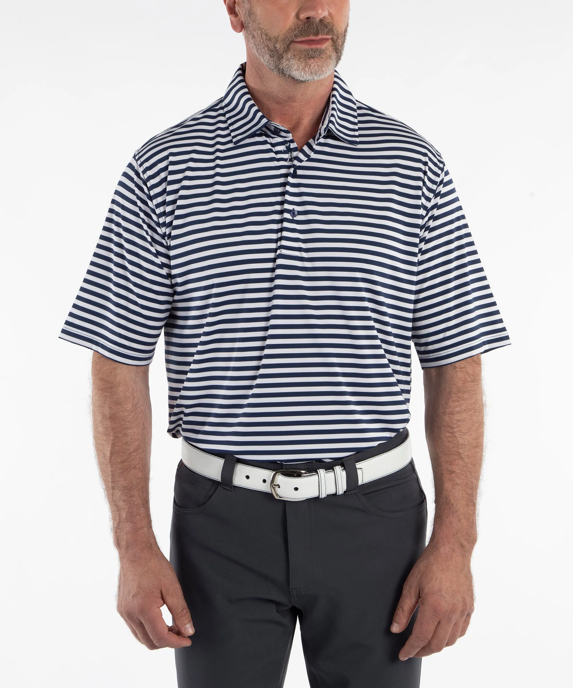 Performance Feed Stripe Short Sleeve Polo Shirt