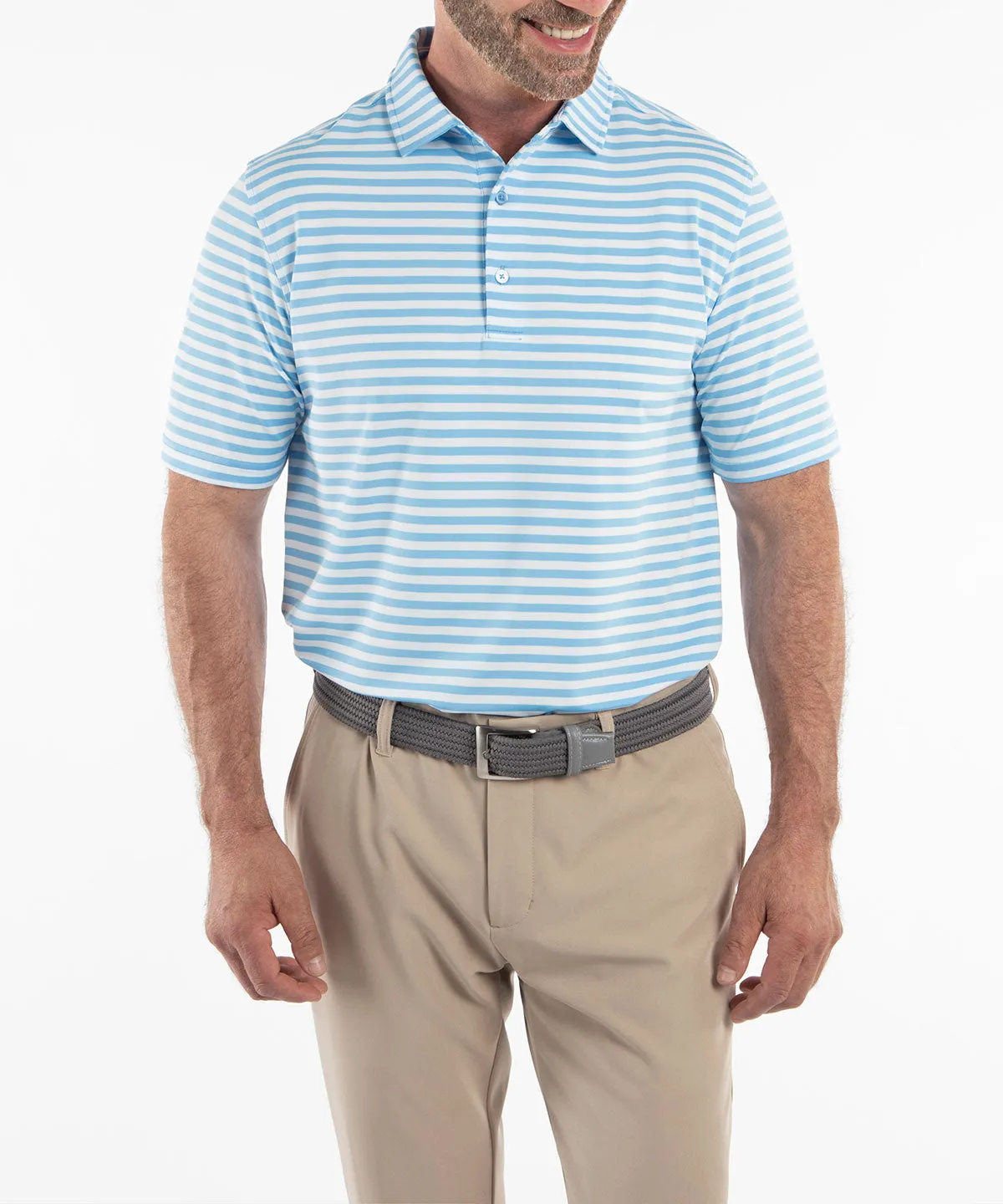 Performance Feed Stripe Short Sleeve Polo Shirt