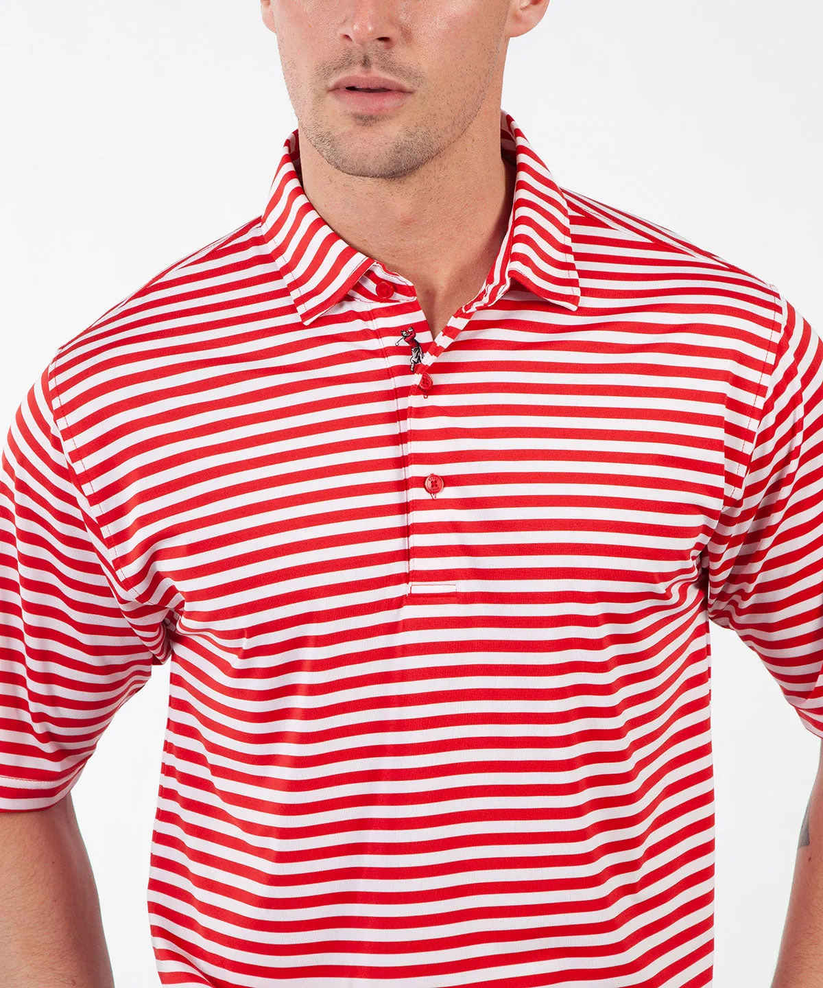 Performance Feed Stripe Short Sleeve Polo Shirt