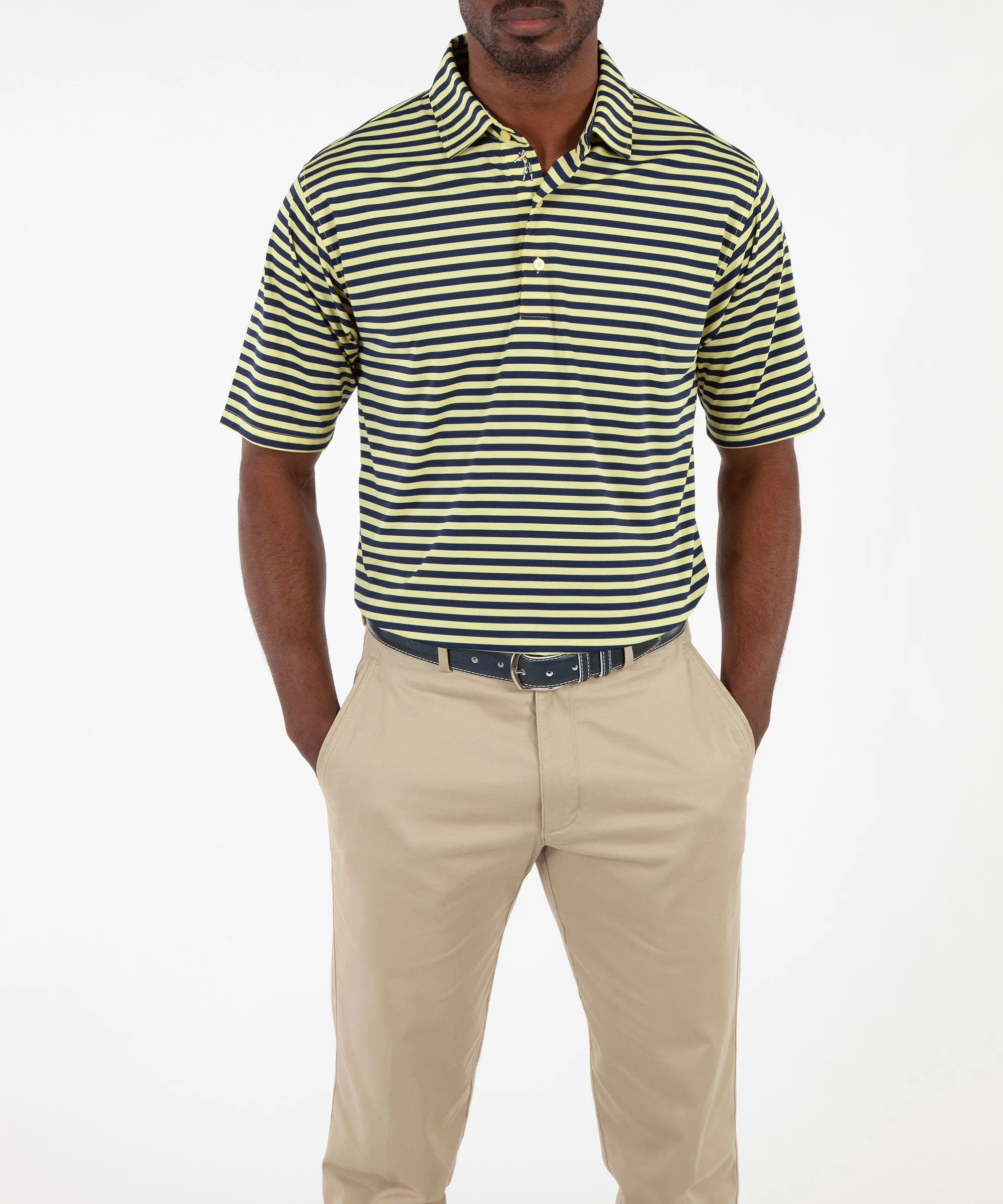 Performance Feed Stripe Short Sleeve Polo Shirt