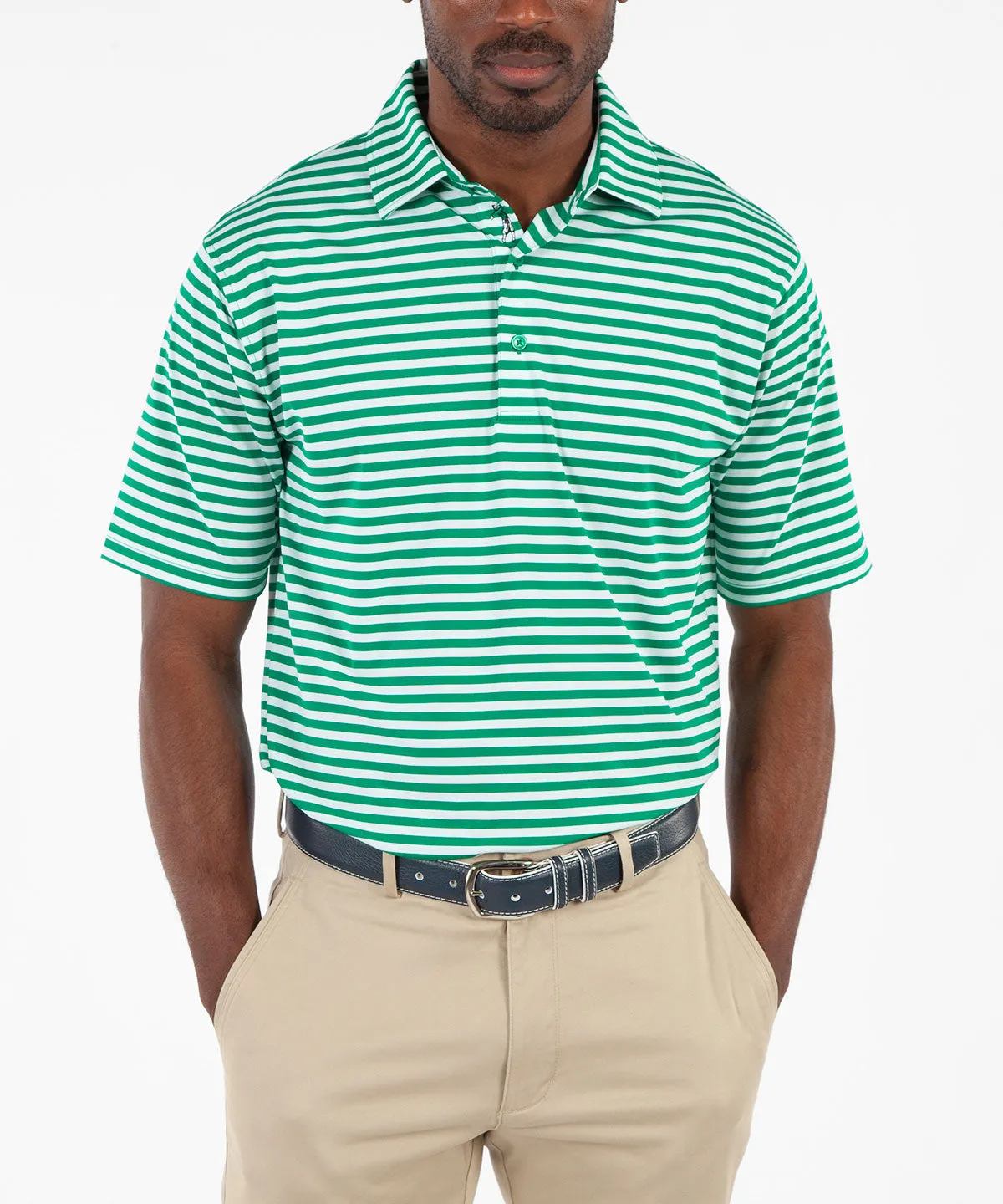 Performance Feed Stripe Short Sleeve Polo Shirt